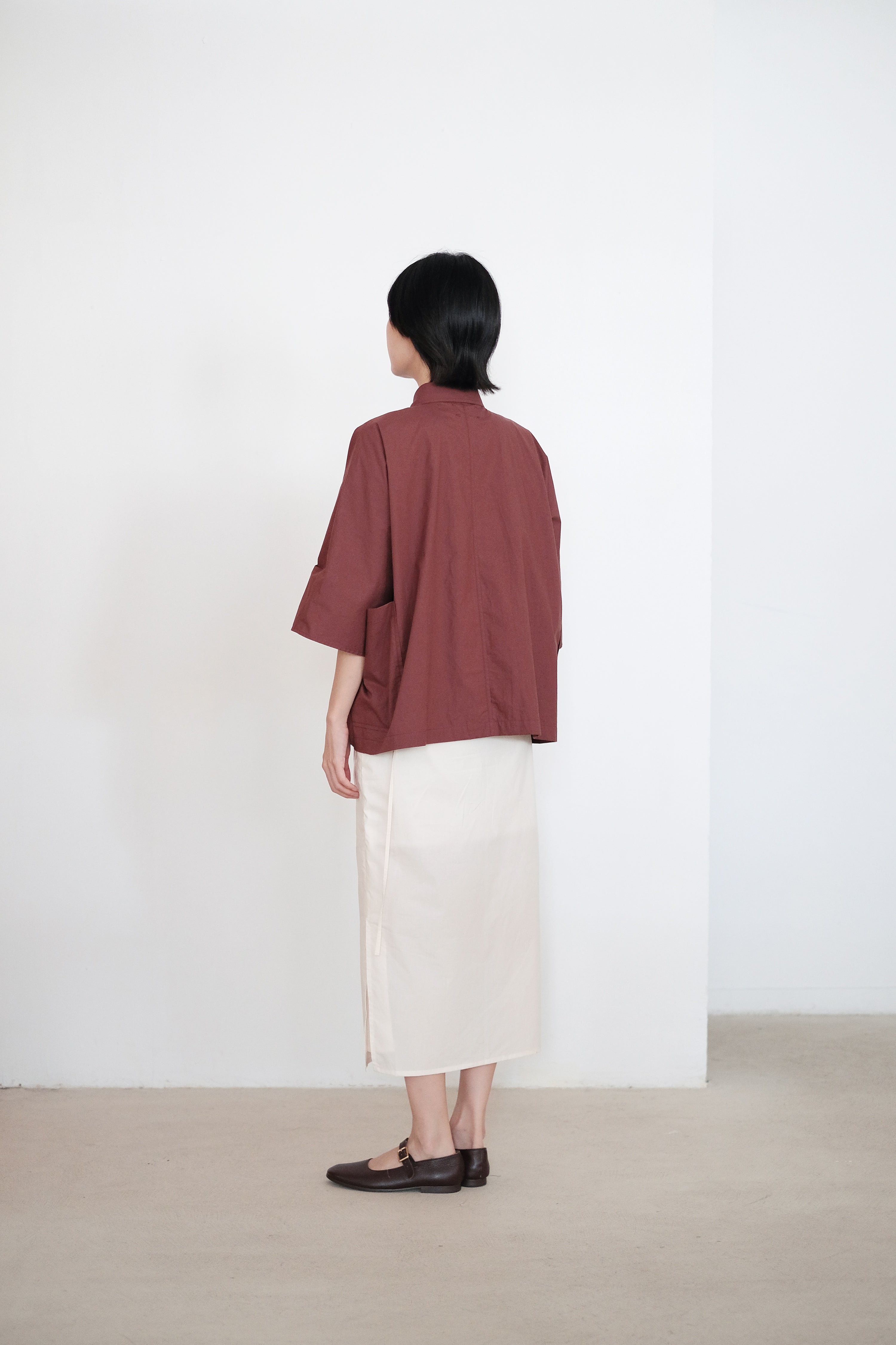 ZILPAH SHORT SLEEVES SHIRT (BURGUNDY)