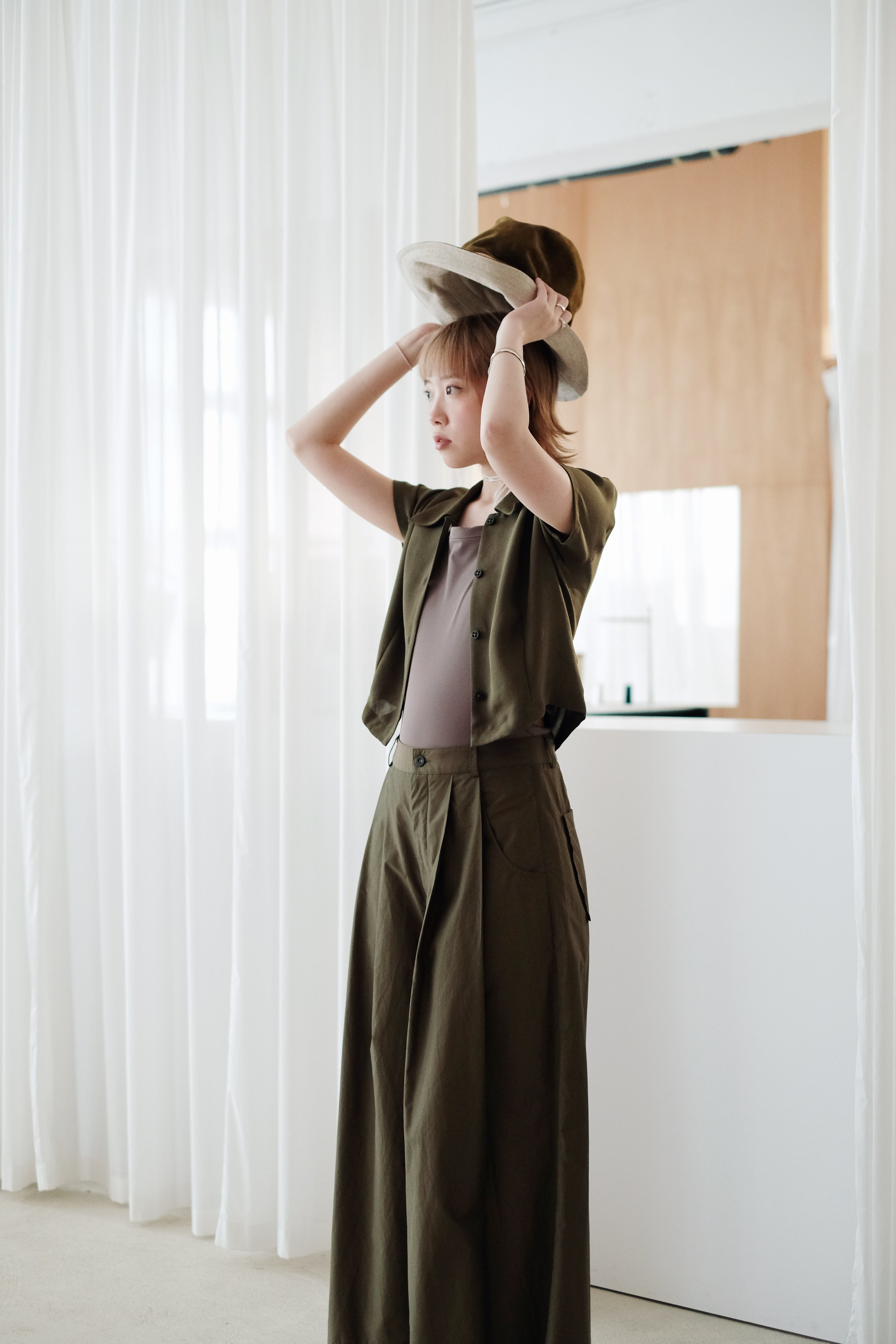 PALMER WIDE LEG TROUSERS (OLIVE)