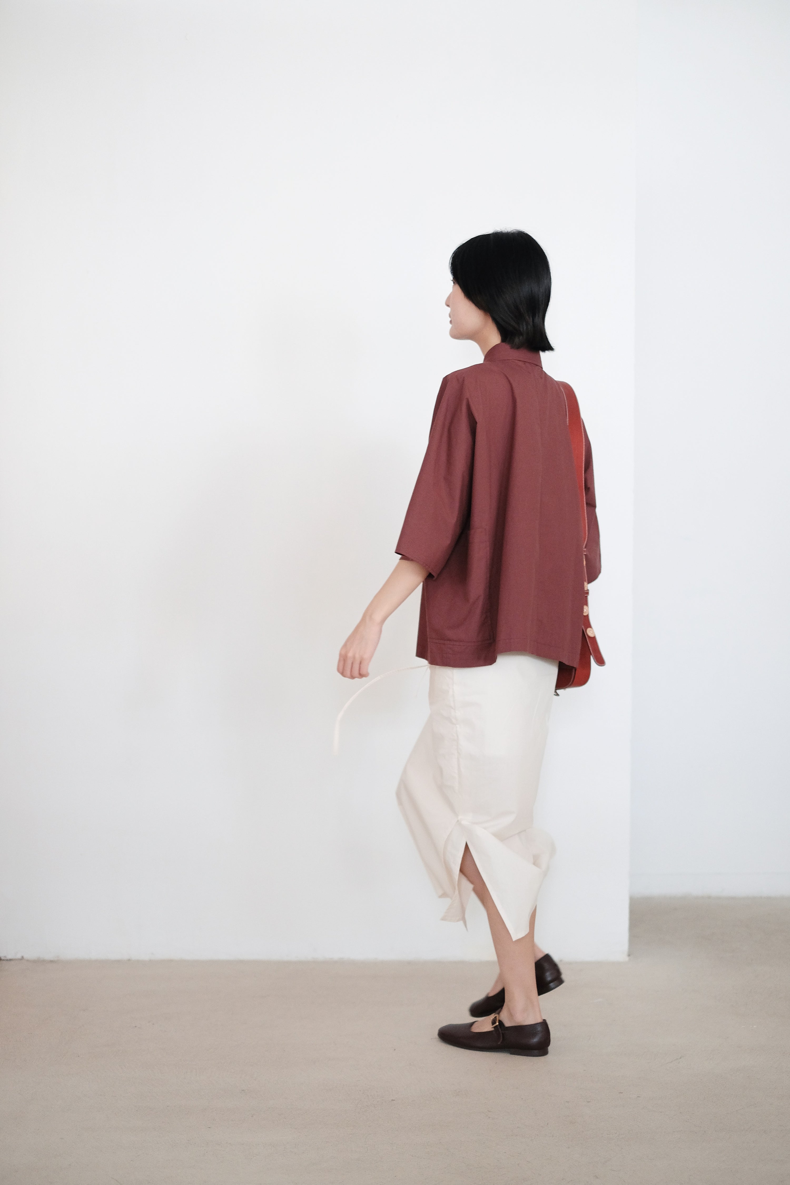 ZILPAH SHORT SLEEVES SHIRT (BURGUNDY)