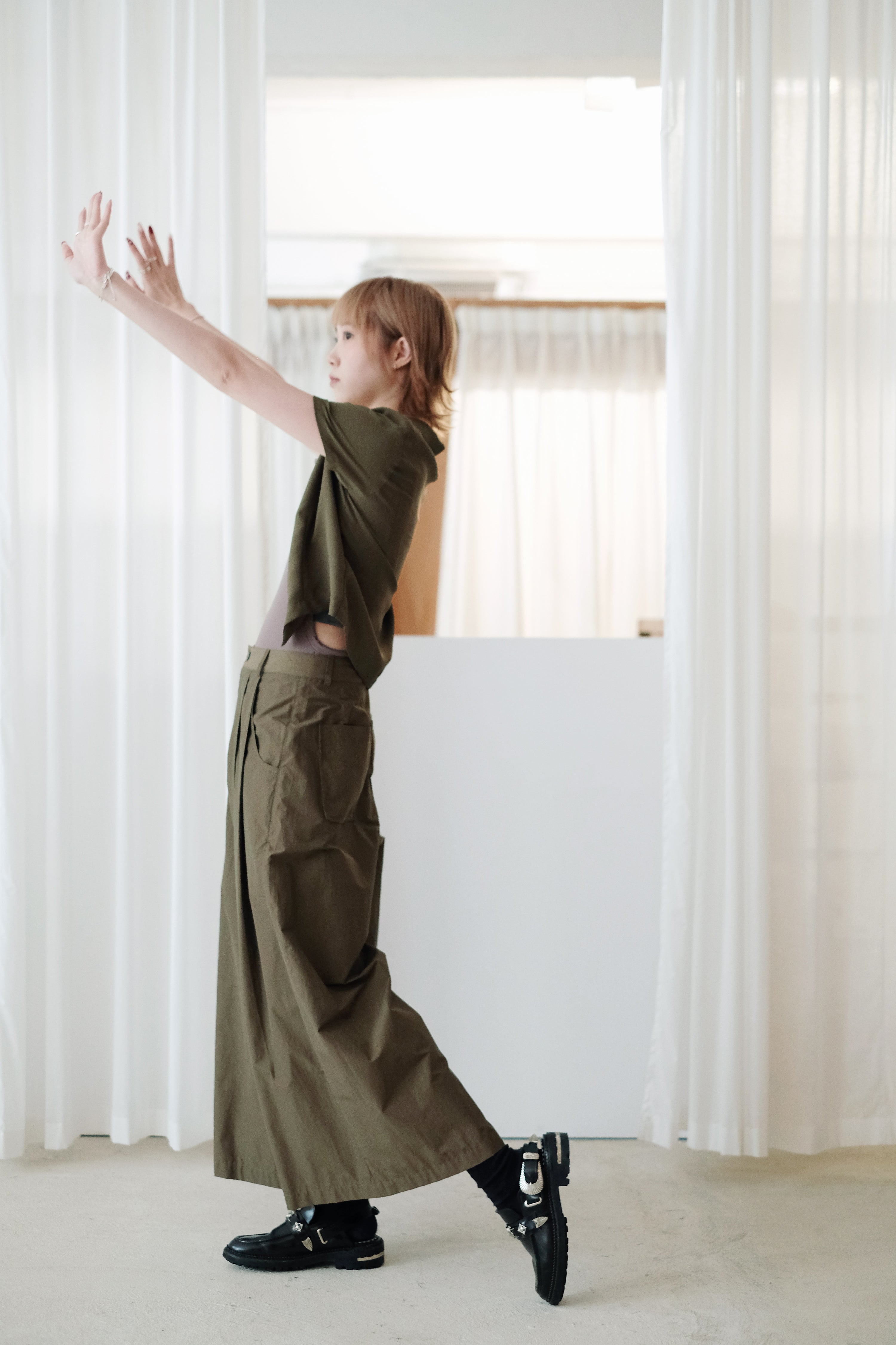 PALMER WIDE LEG TROUSERS (OLIVE)