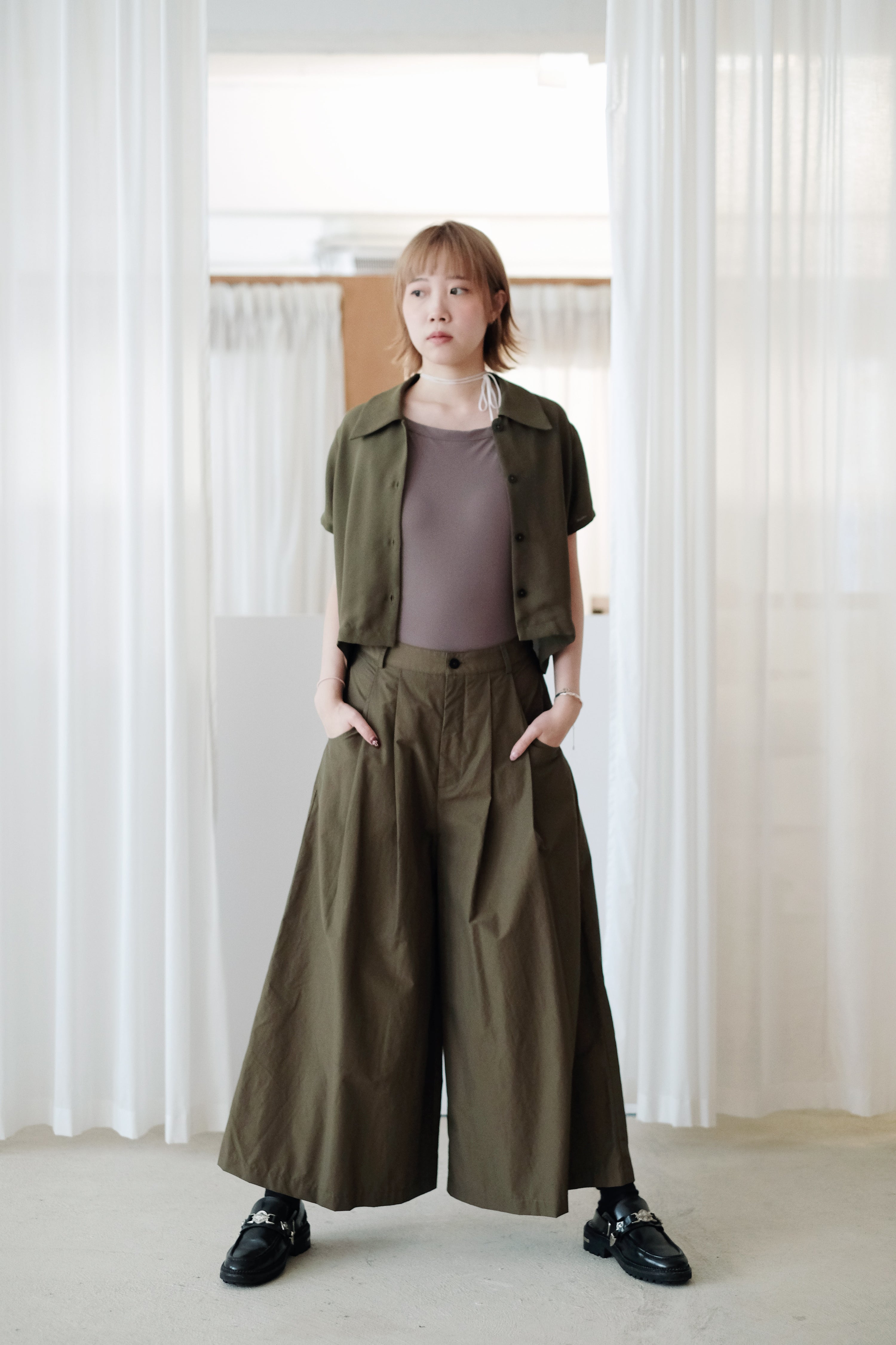 PALMER WIDE LEG TROUSERS (OLIVE)