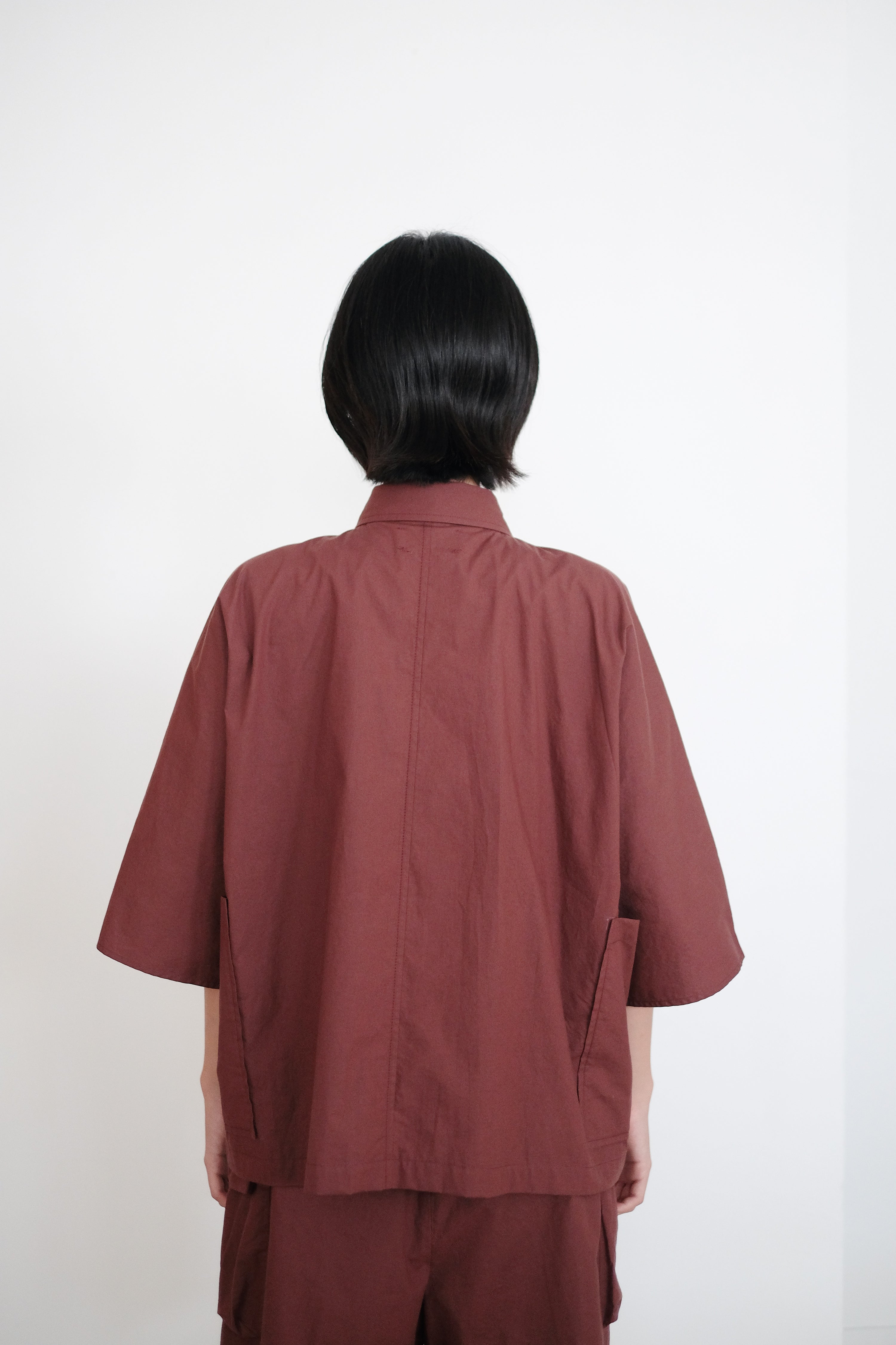 ZILPAH SHORT SLEEVES SHIRT (BURGUNDY)