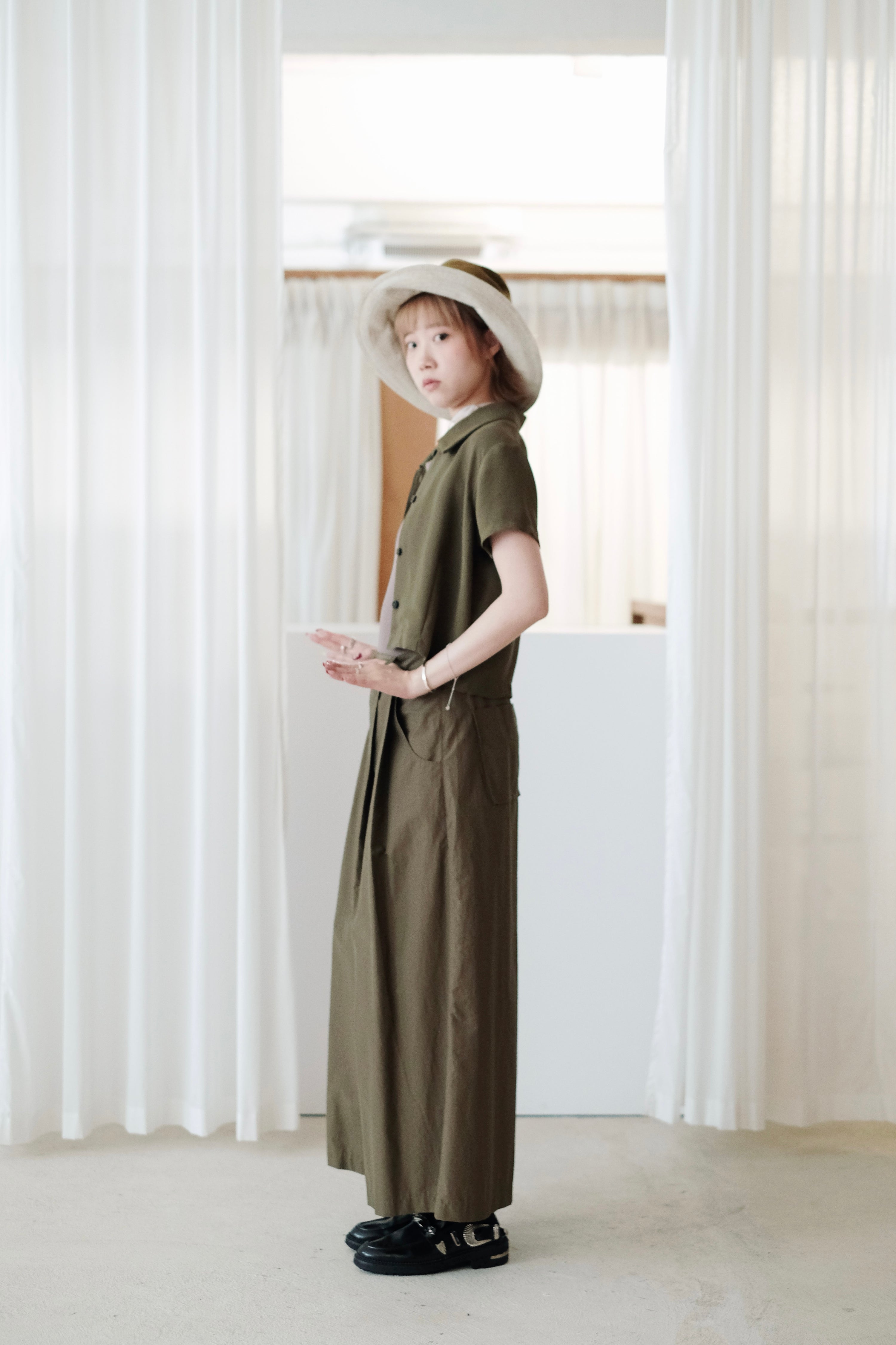 PALMER WIDE LEG TROUSERS (OLIVE)