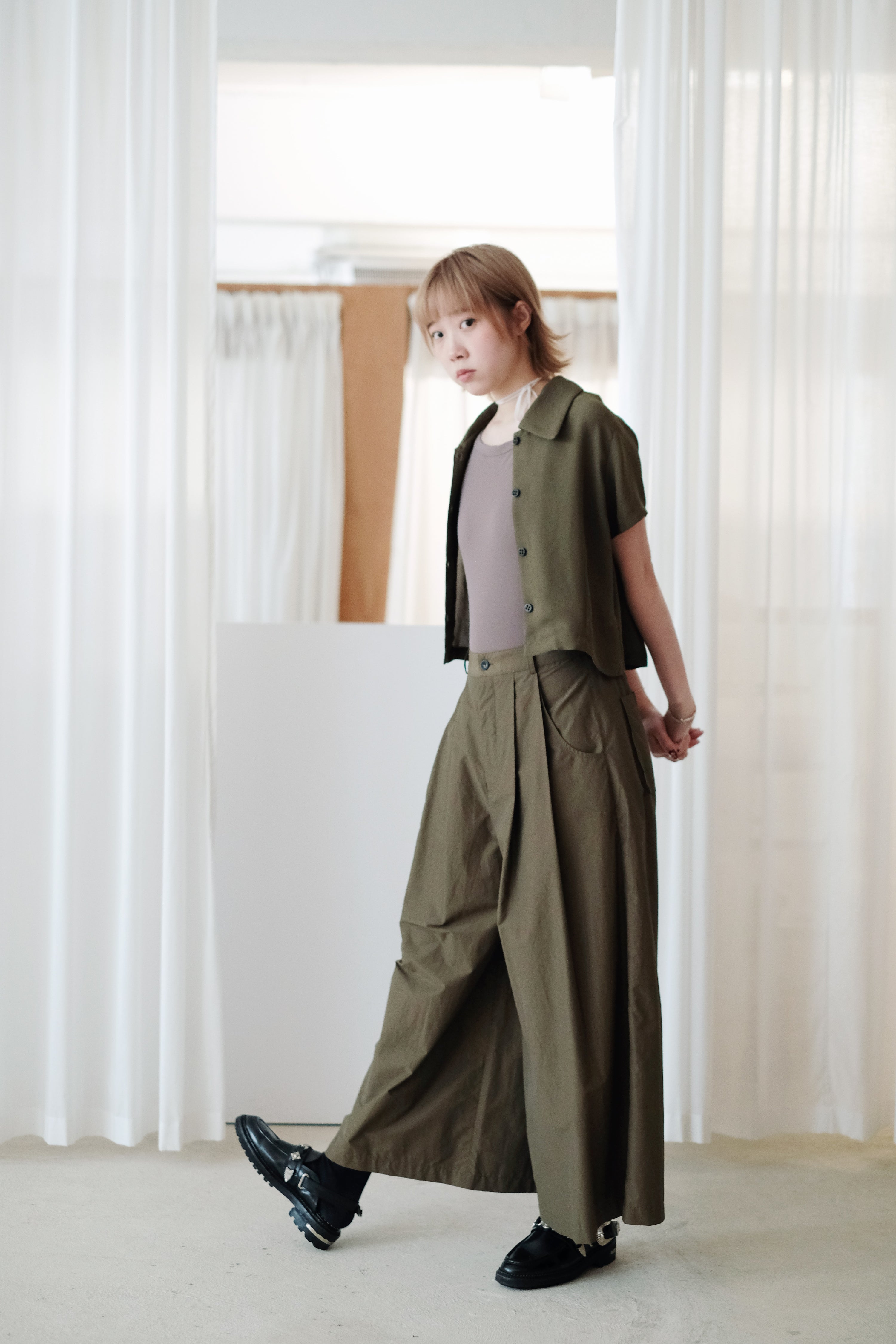 PALMER WIDE LEG TROUSERS (OLIVE)