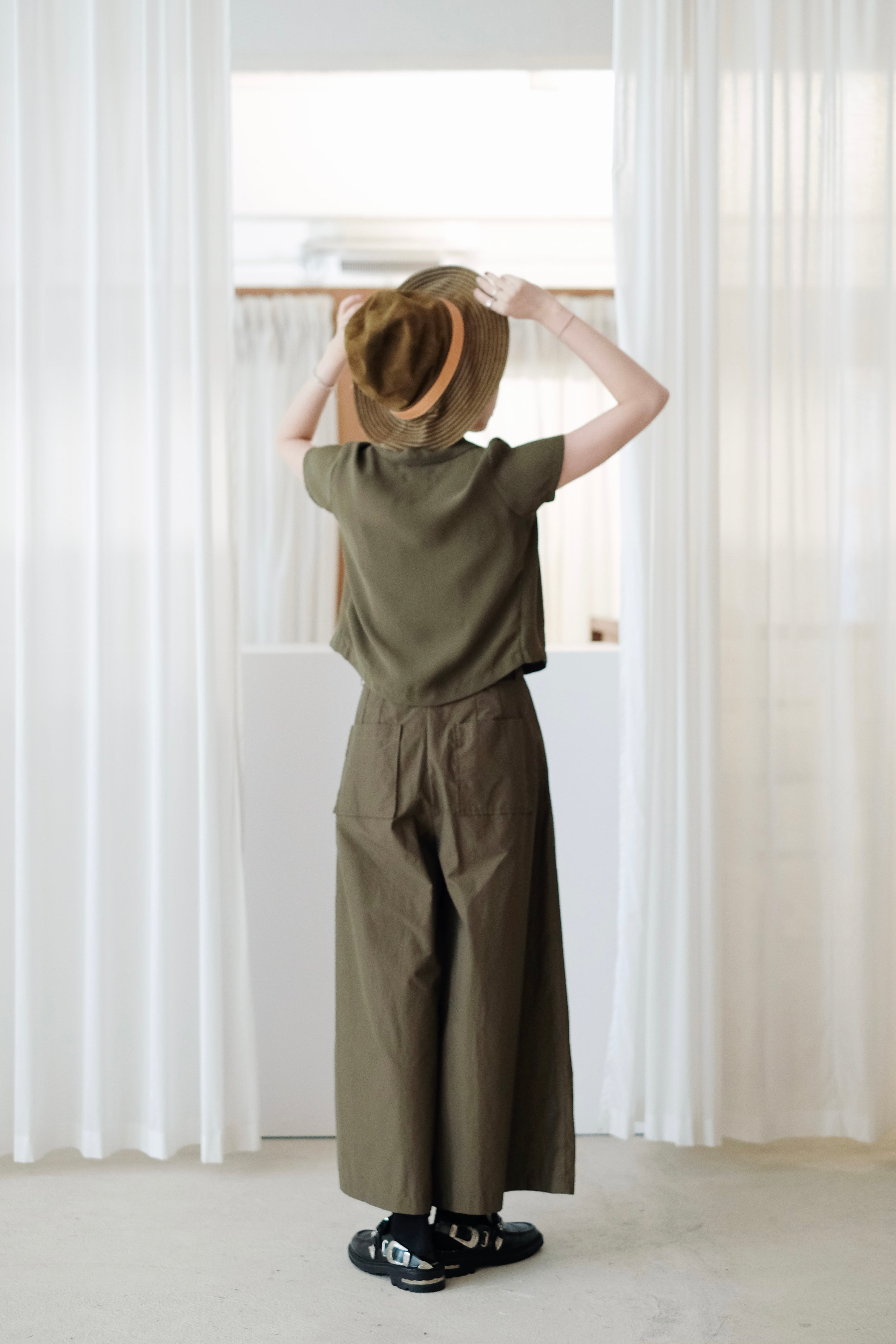 PALMER WIDE LEG TROUSERS (OLIVE)