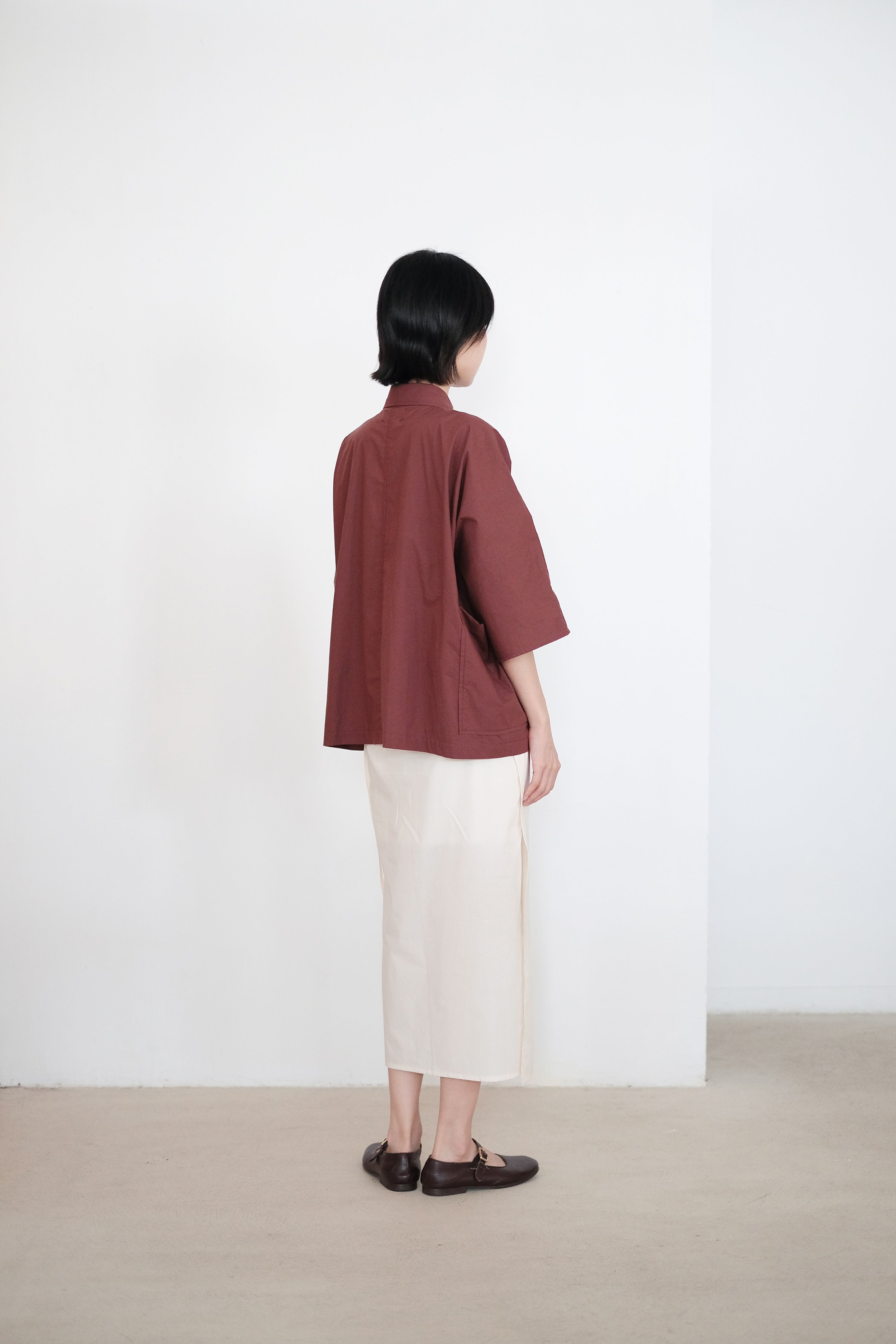 ZILPAH SHORT SLEEVES SHIRT (BURGUNDY)