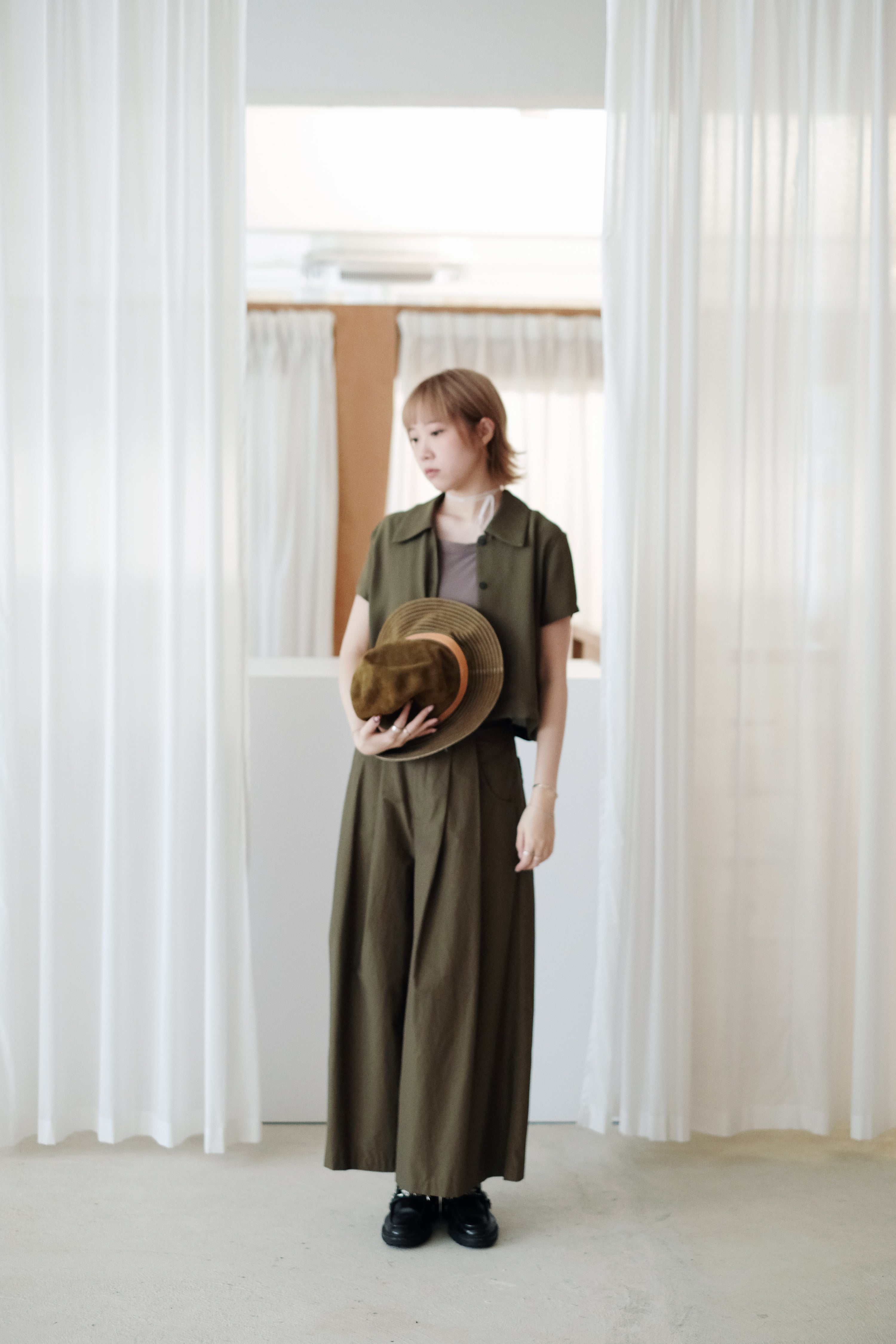 PALMER WIDE LEG TROUSERS (OLIVE)