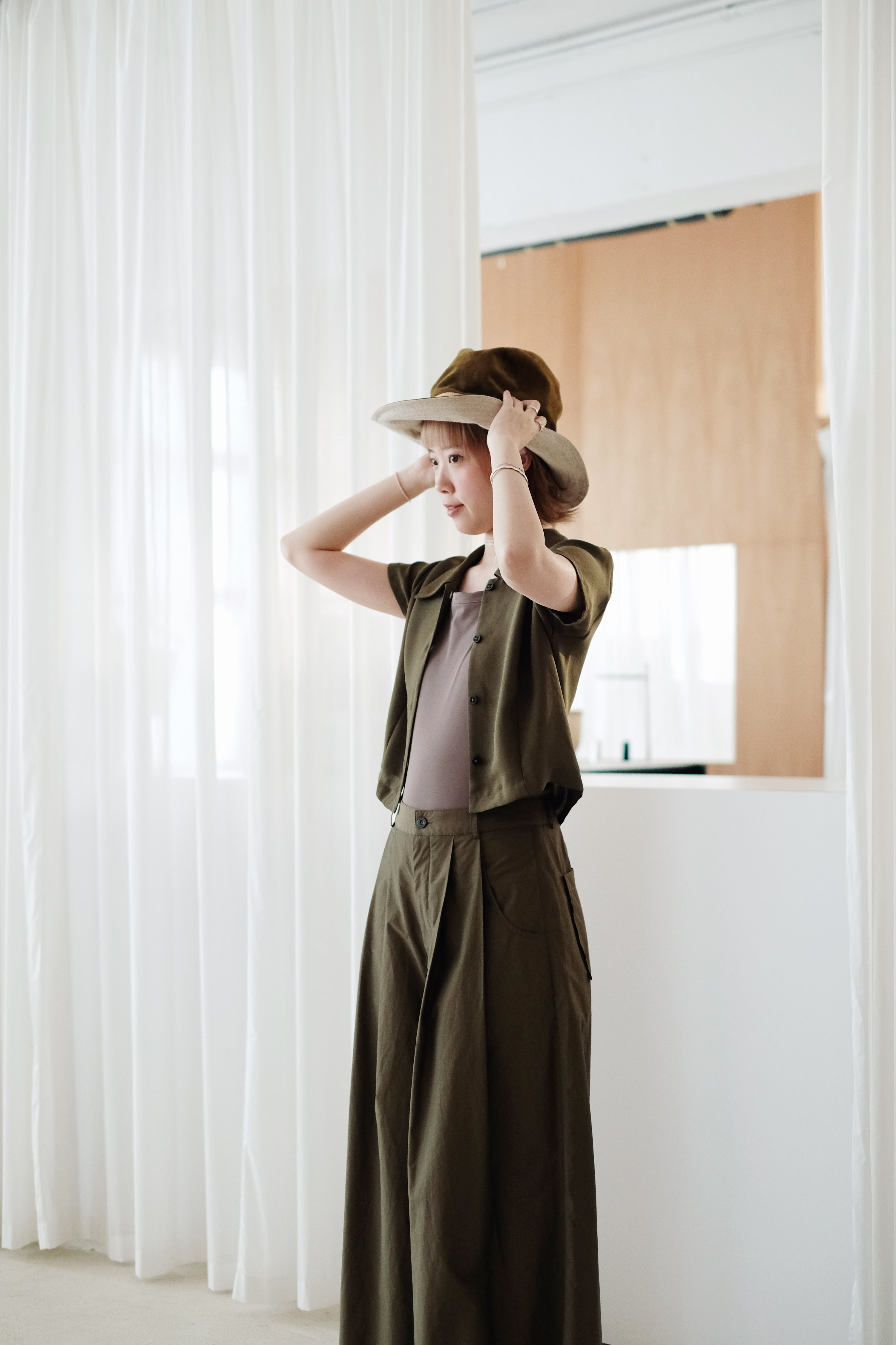 PALMER WIDE LEG TROUSERS (OLIVE)