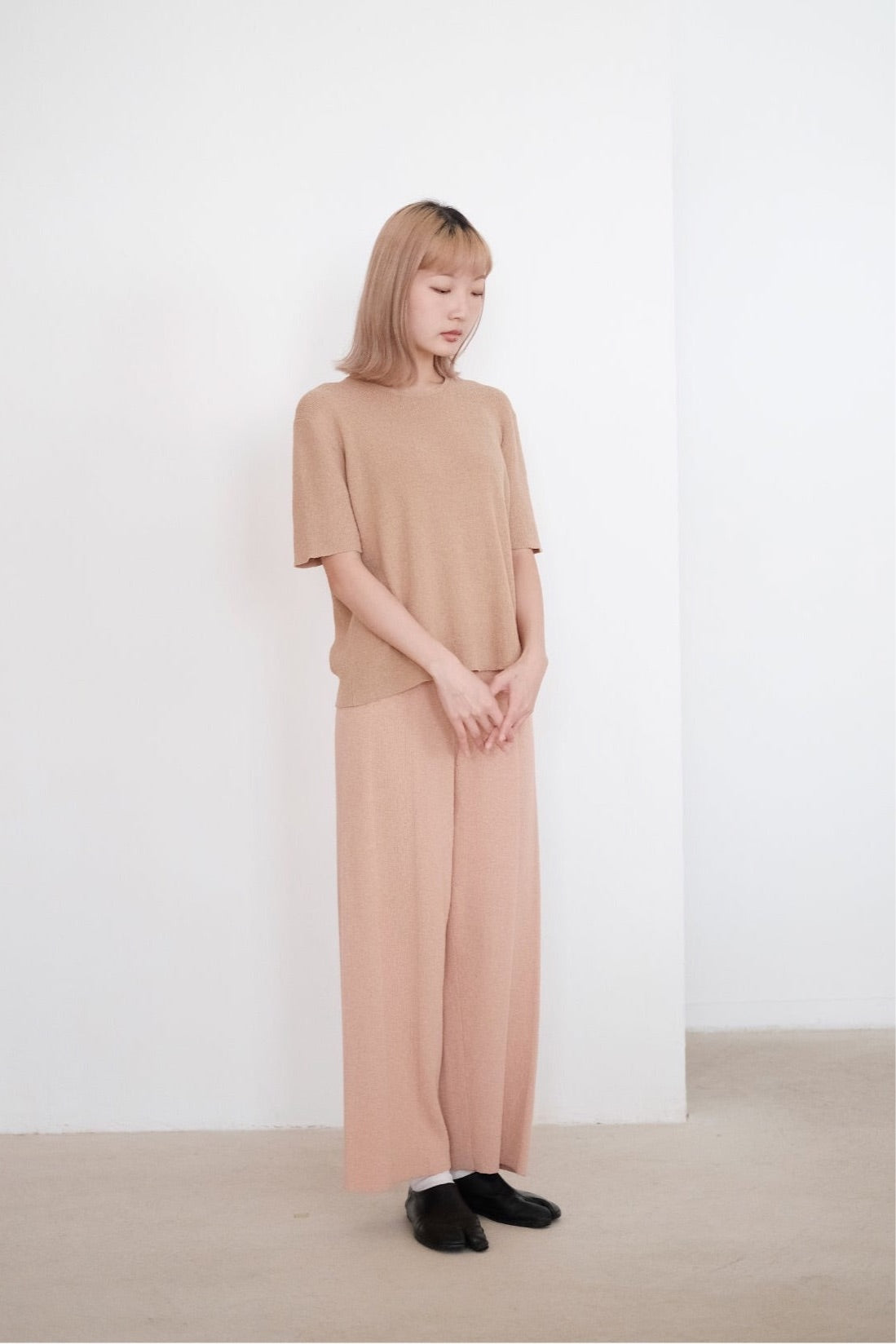 FLURINA KNIT PANTS (PEACH NECTAR) | 淺桃子色疏針織長褲