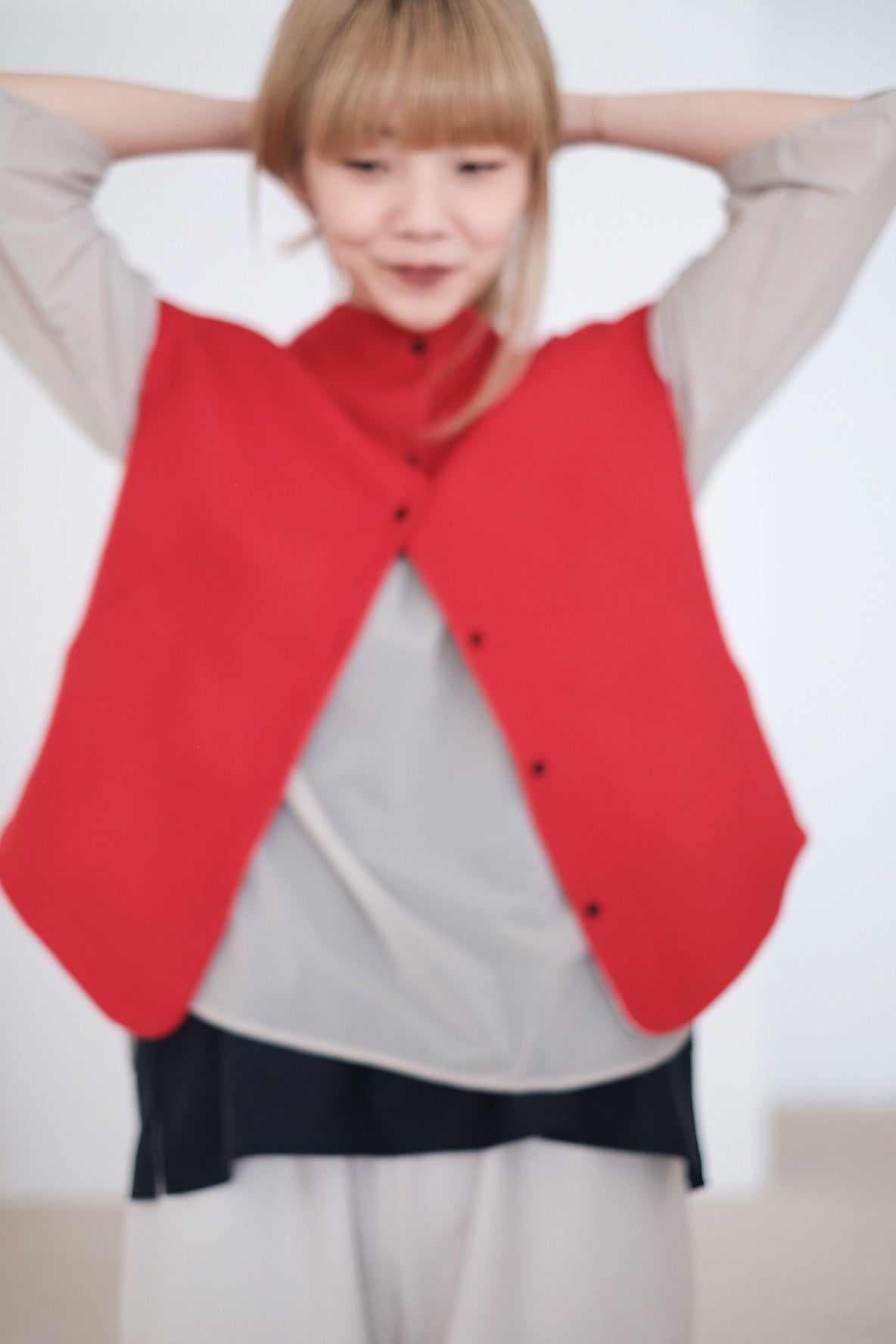 RED PENELOPE WAISTCOAT IN WOOL