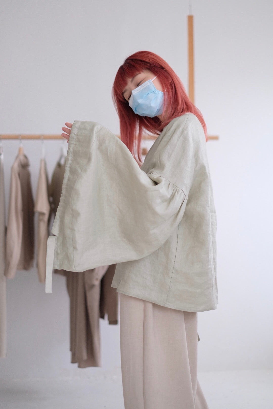 BUBBLE LINEN BLOUSE