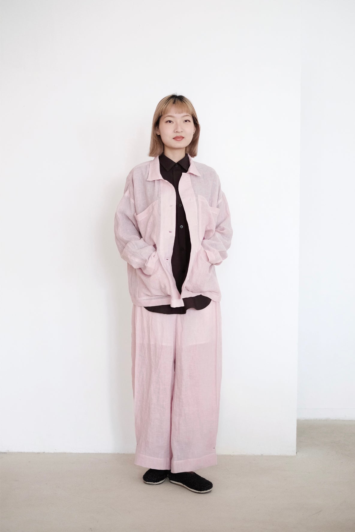 AVERY PANTS (PINK) | 淺粉色摺線長褲 (預售)