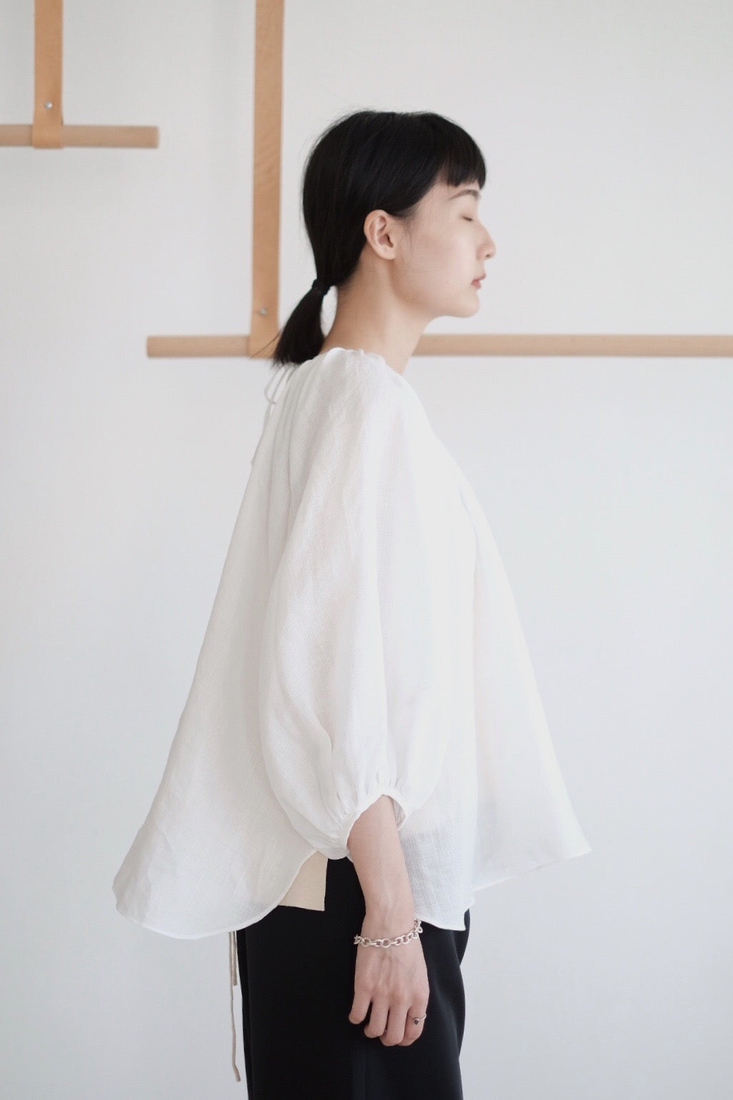 HELLO MY BEAUTIFUL BUBBLE LINEN BLOUSE