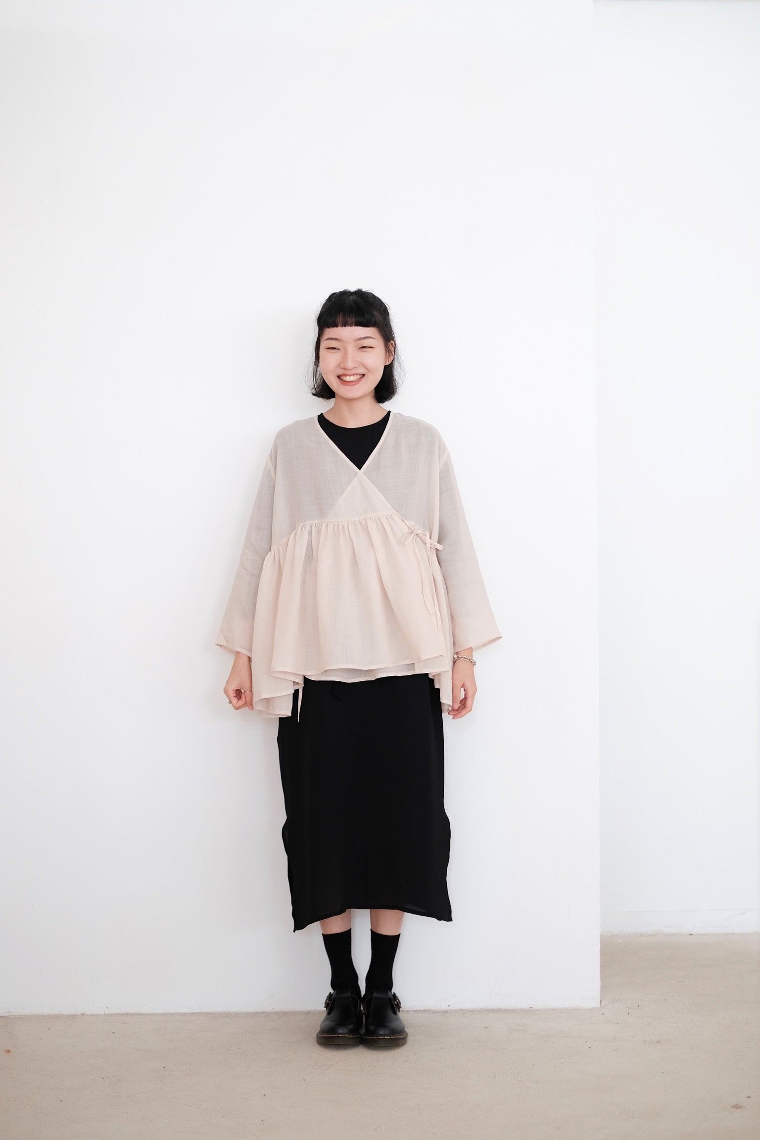 KĒKI LAYER BLOUSES WITH STRAPPING (PEARL)