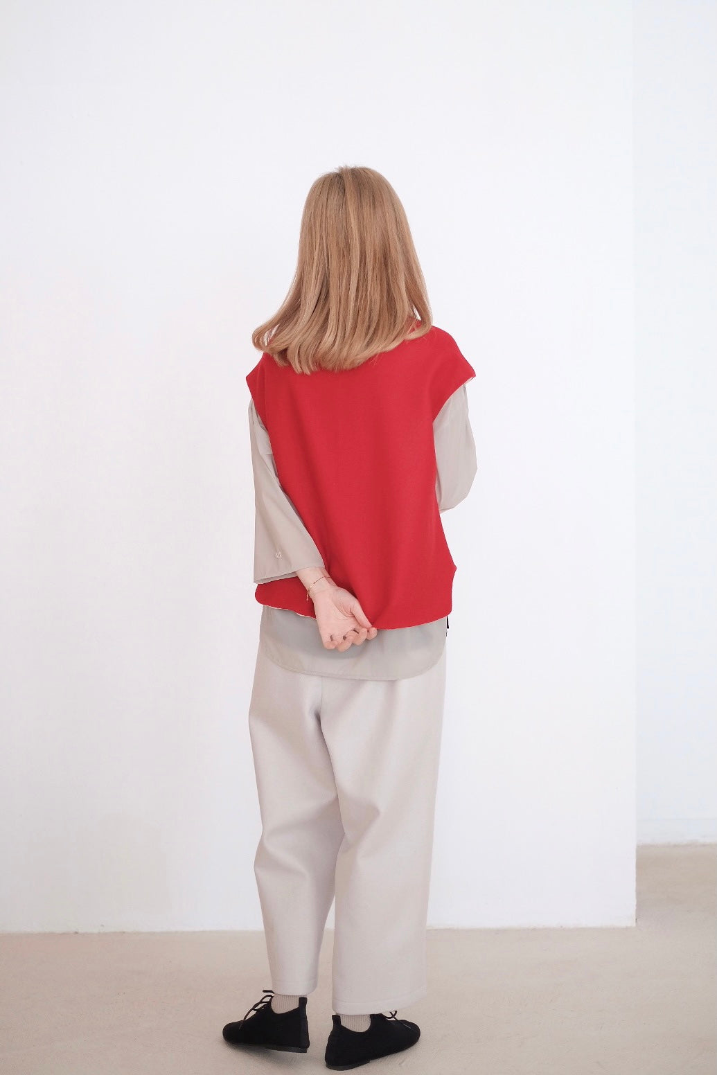 RED PENELOPE WAISTCOAT IN WOOL