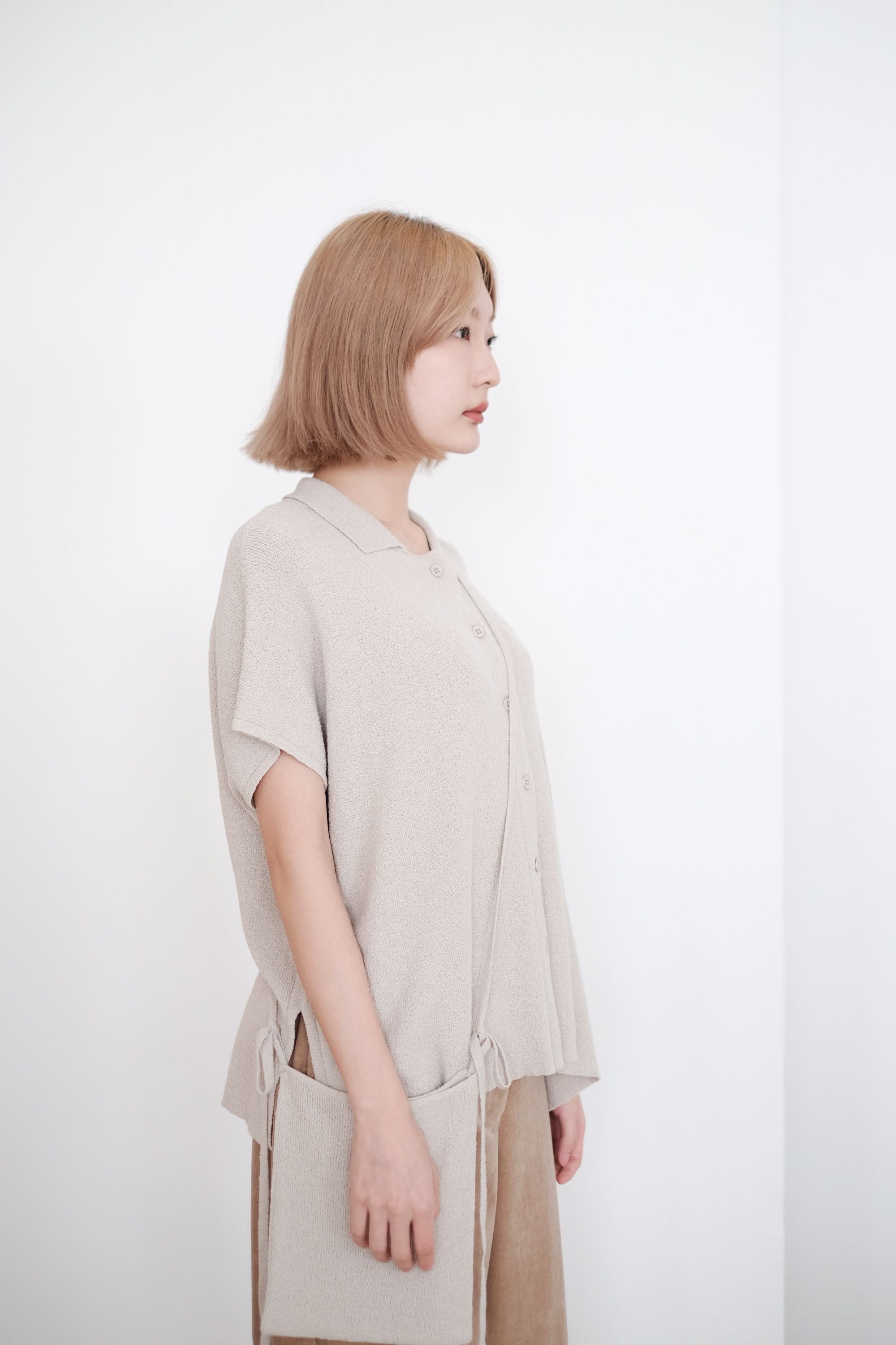 ADELHEID BOX KNIT BLOUSE (LIGHT GREY)