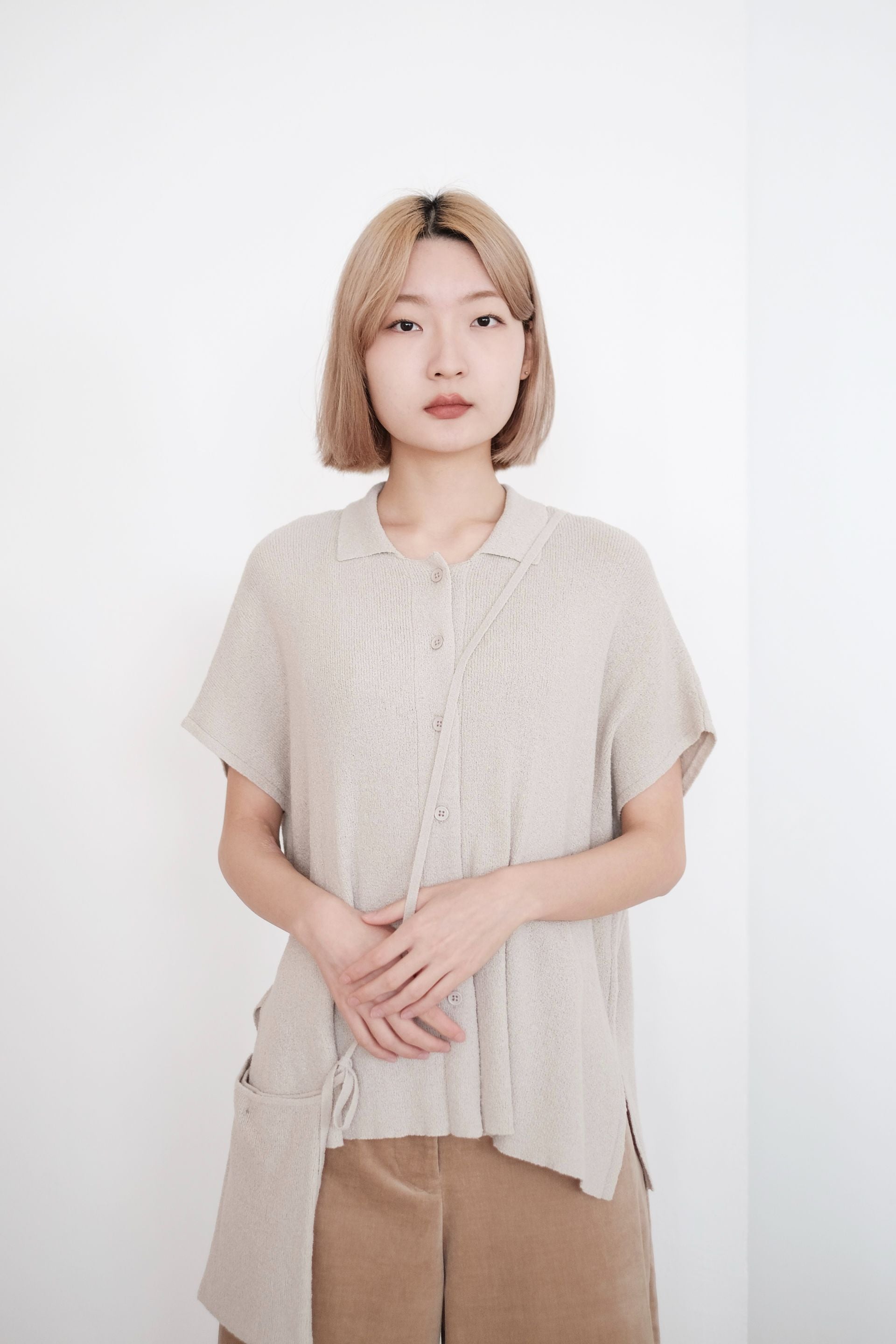 ADELHEID BOX KNIT BLOUSE (LIGHT GREY)