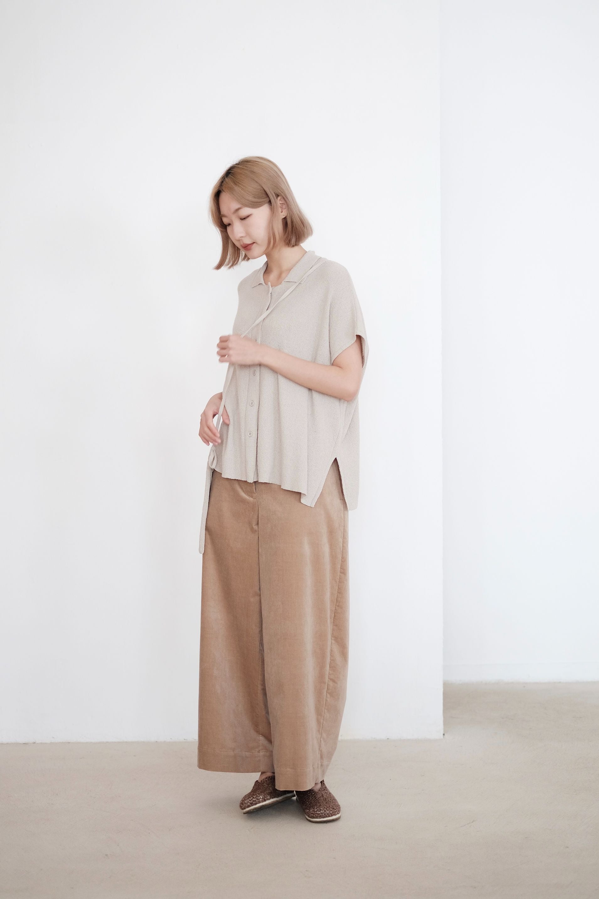 ADELHEID BOX KNIT BLOUSE (LIGHT GREY)