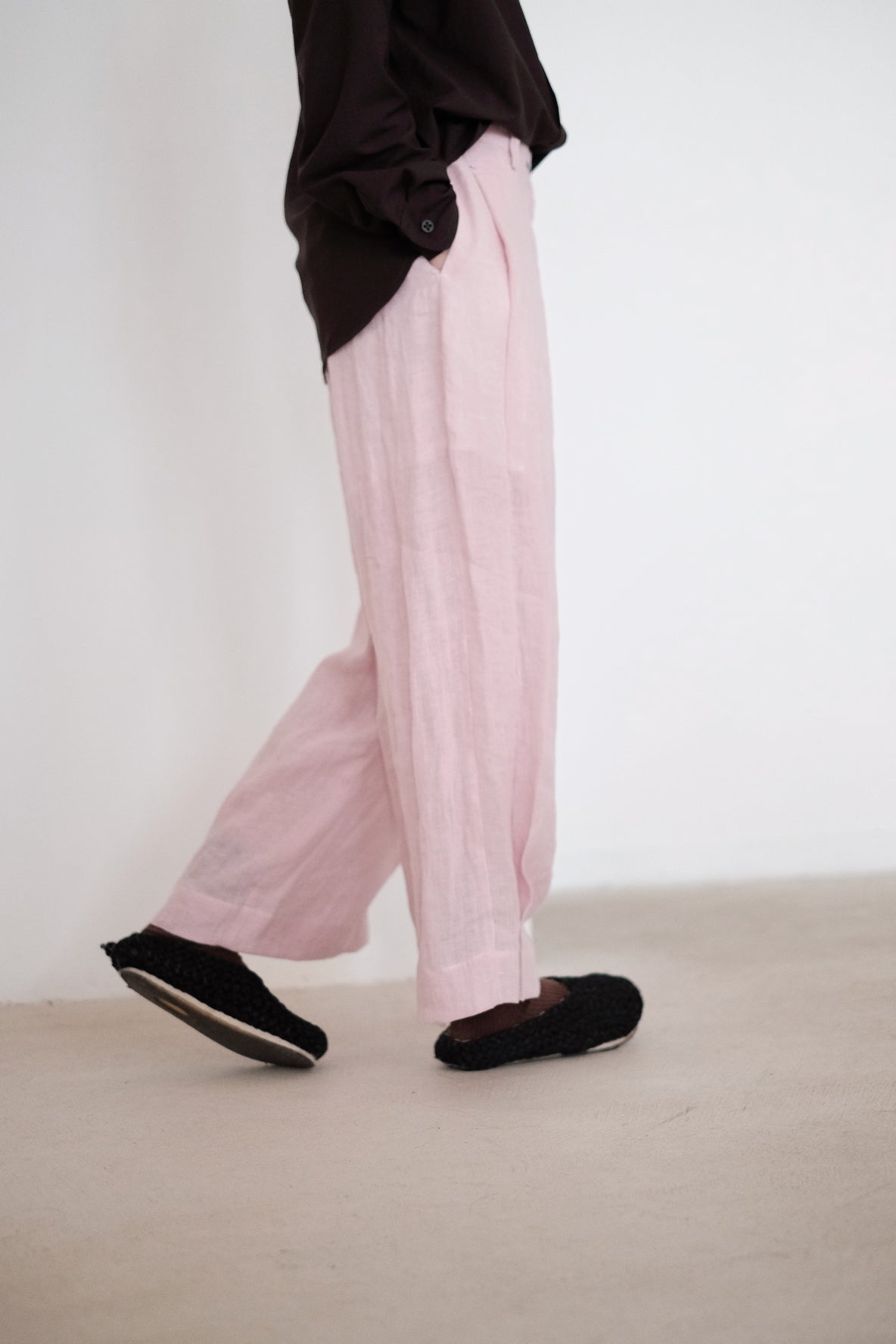 AVERY PANTS (PINK) | 淺粉色摺線長褲 (預售)