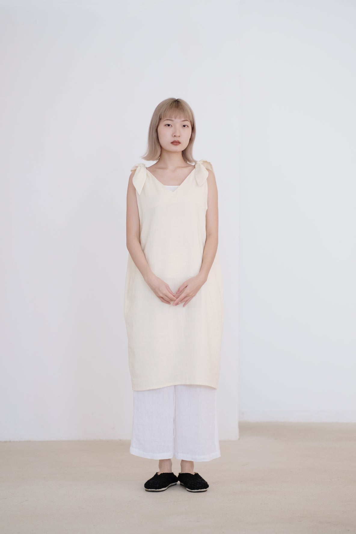 OI BOW KNOTS ONEPIECE (PALE YELLOW)