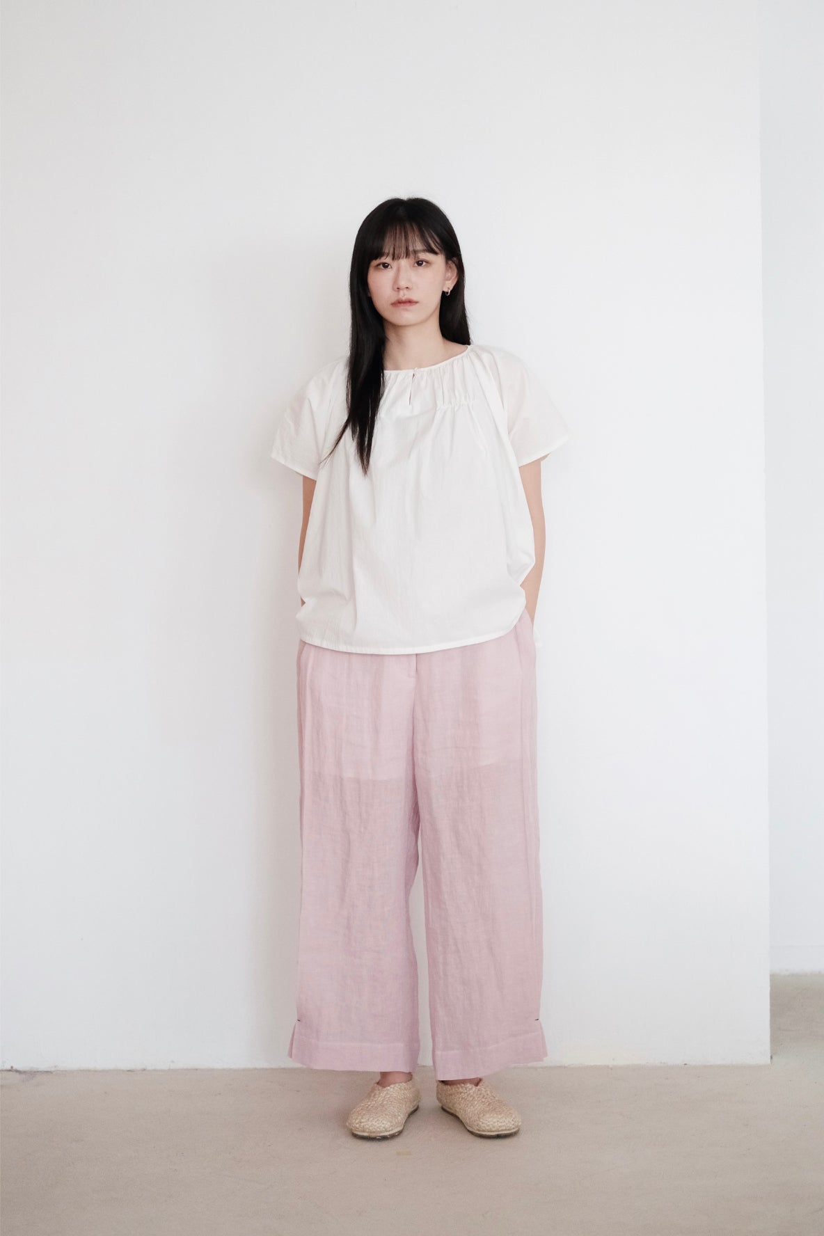 AVERY PANTS (PINK) | 淺粉色摺線長褲 (預售)