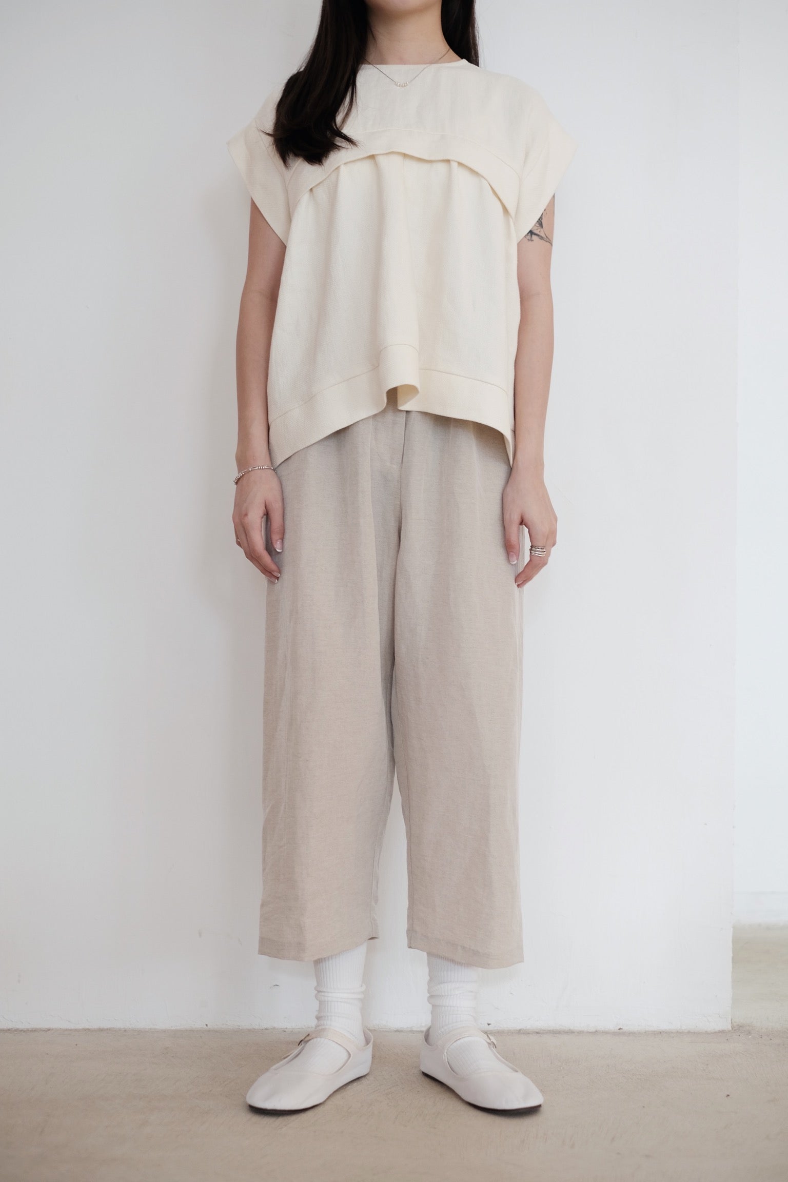 ALANA LINEN TOP (CREAM)