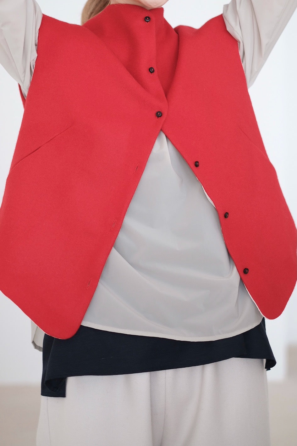 RED PENELOPE WAISTCOAT IN WOOL