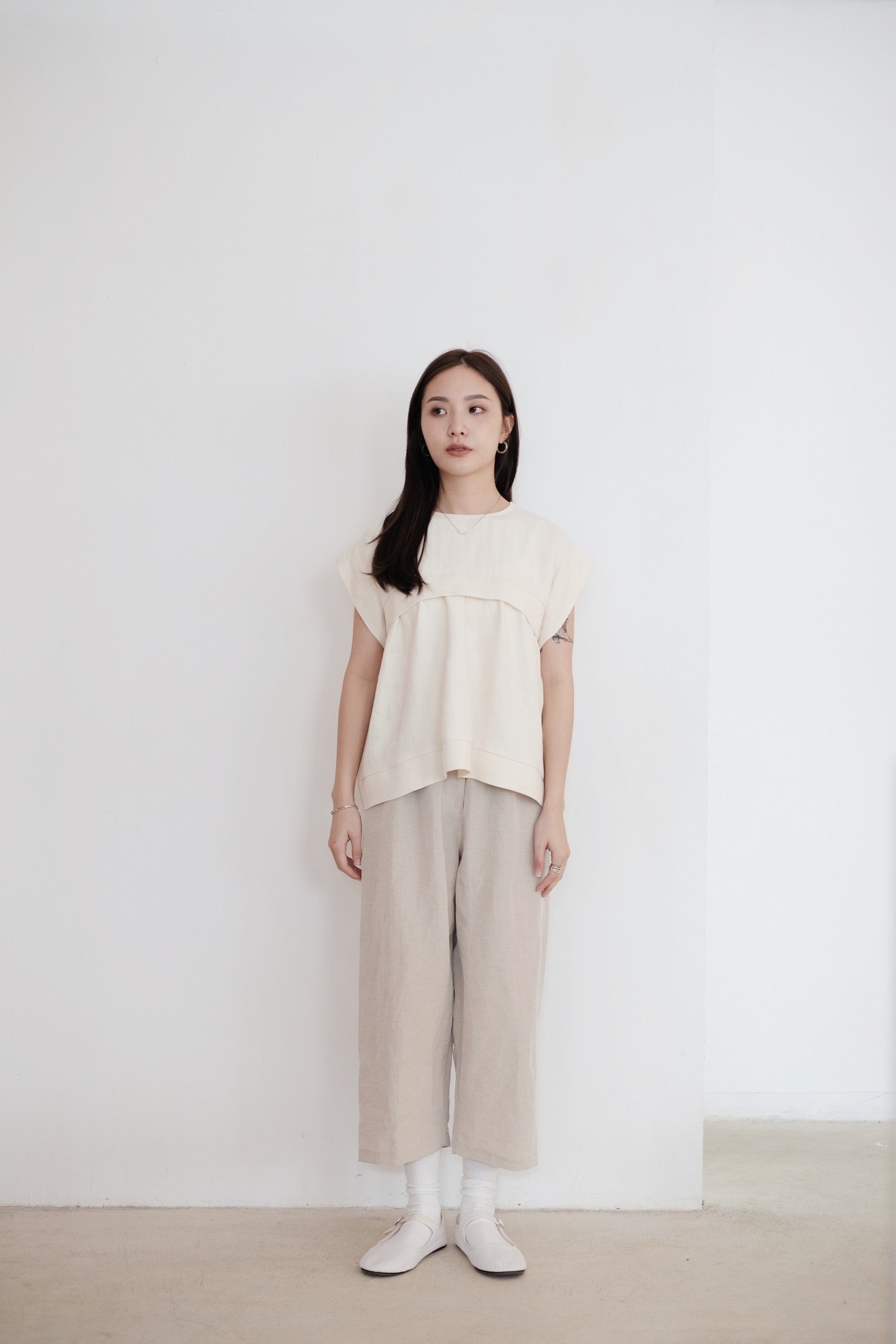 ALANA LINEN TOP (CREAM)