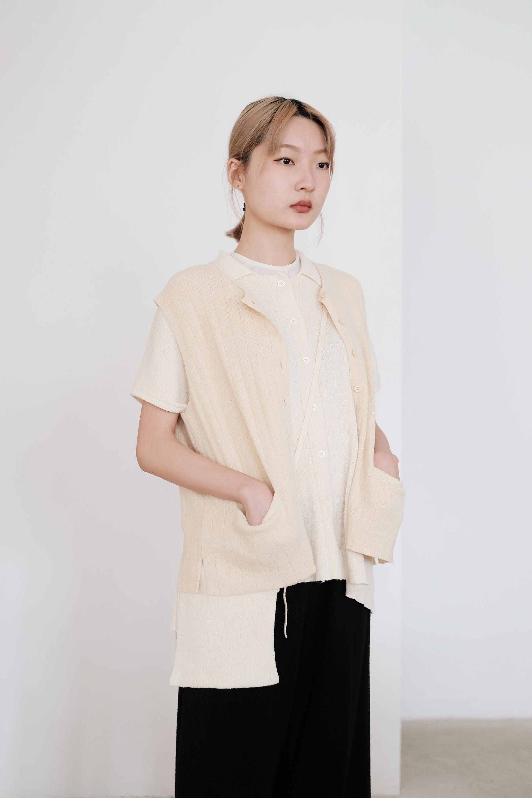 ADELHEID BOX KNIT BLOUSE (CREAM)