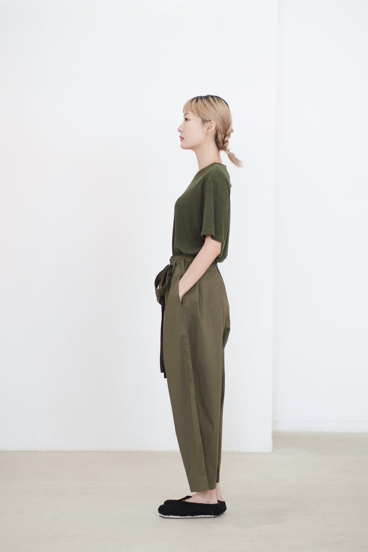 GAVINA RIBBION PANTS (OLIVE)