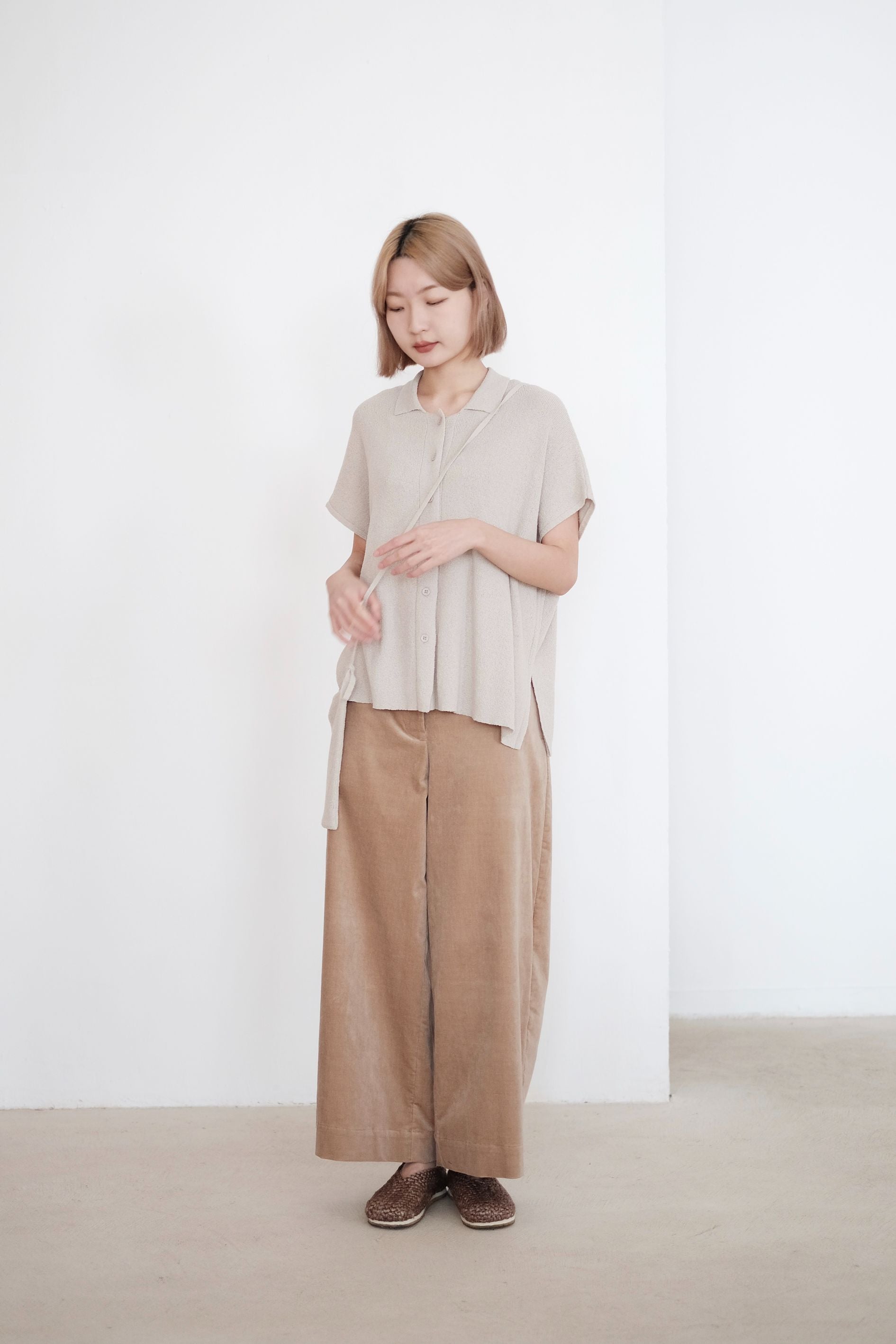 ADELHEID BOX KNIT BLOUSE (LIGHT GREY)