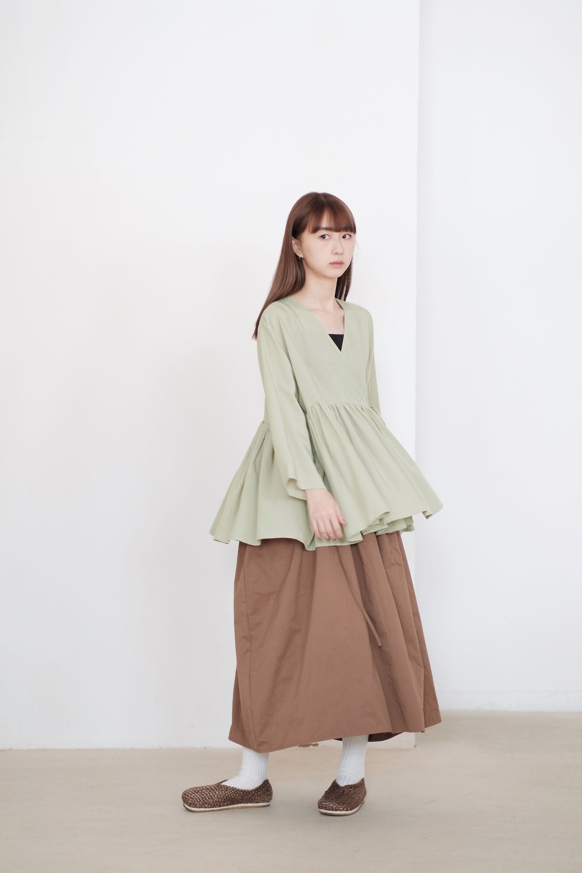 KĒKI LAYER BLOUSES WITH STRAPPING (PASTEL GREEN)