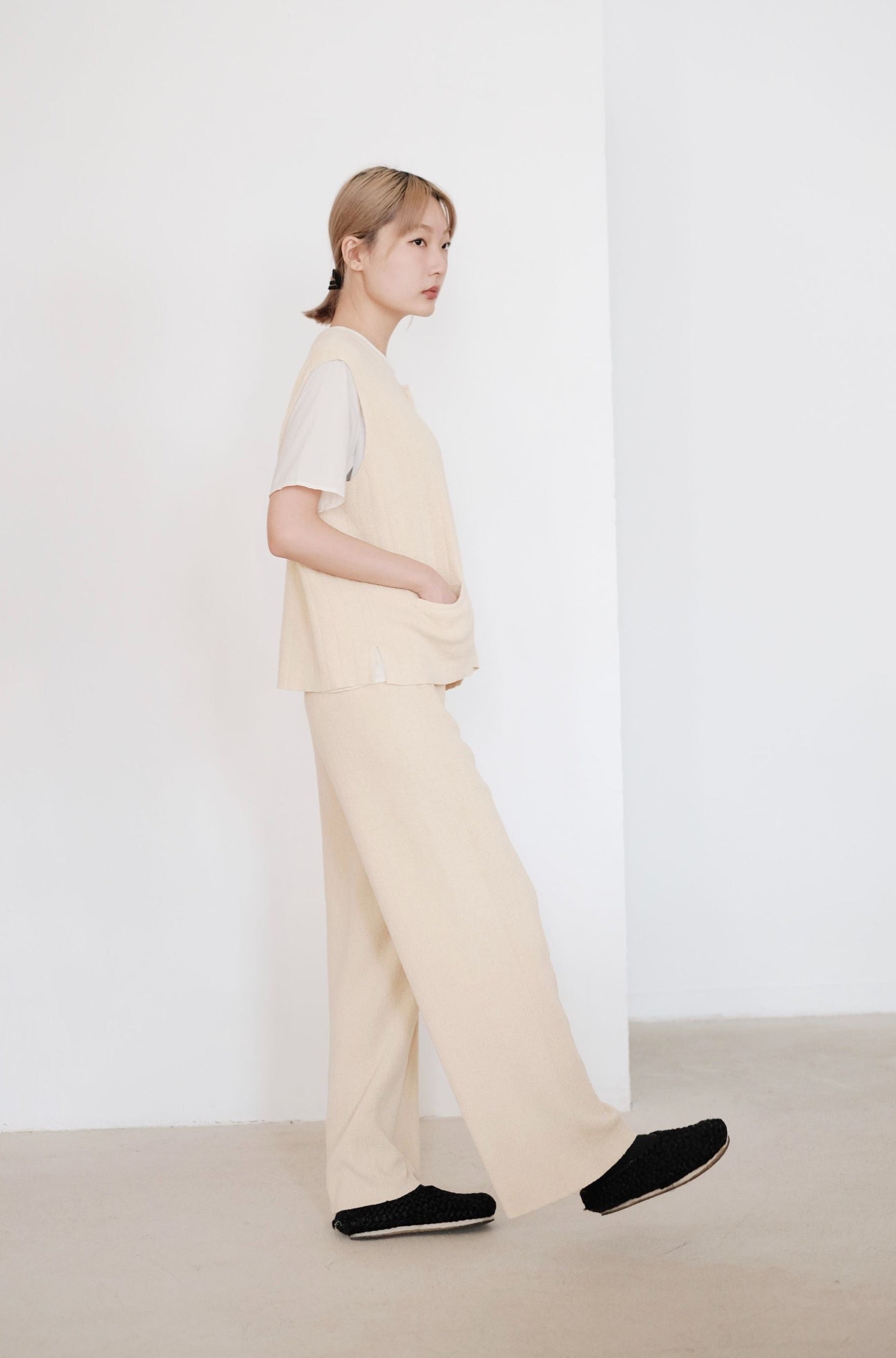 FLURINA KNIT PANTS (PALE YELLOW)