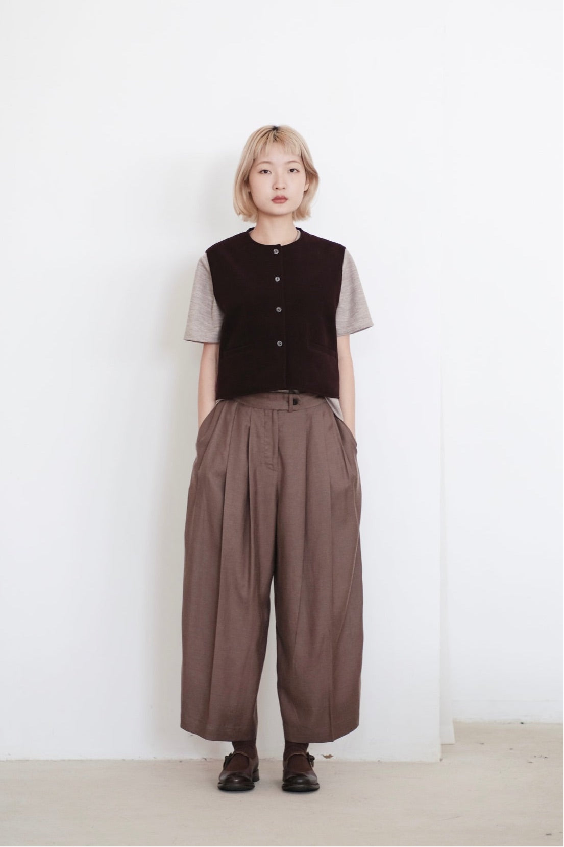 BONN WIDE-LEG TROUSERS (BROWN)