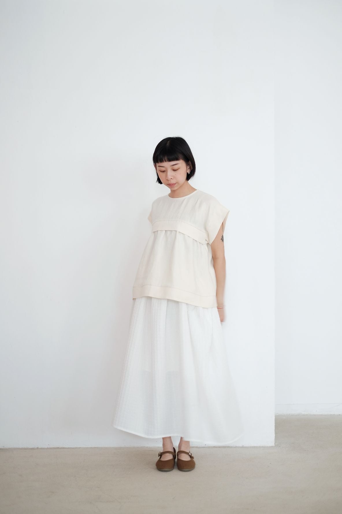 ALANA LINEN TOP (CREAM)