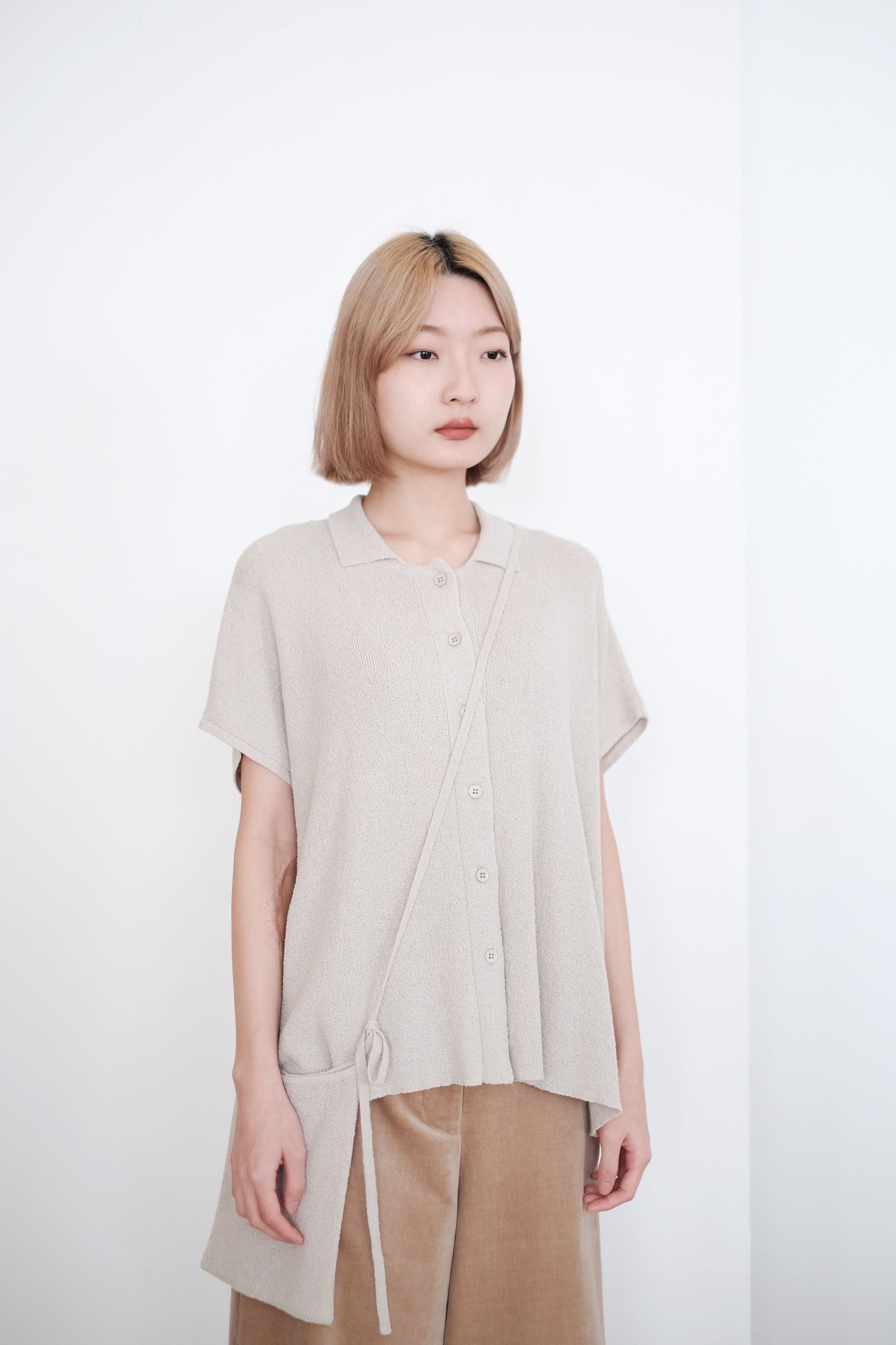 ADELHEID BOX KNIT BLOUSE (LIGHT GREY)