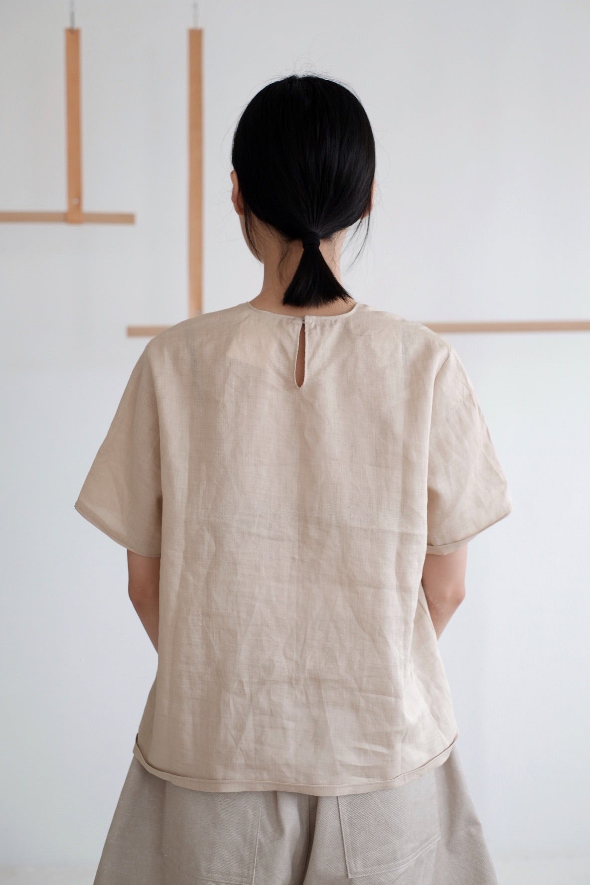 AMELIA LINEN BLOUSE (NUDE)