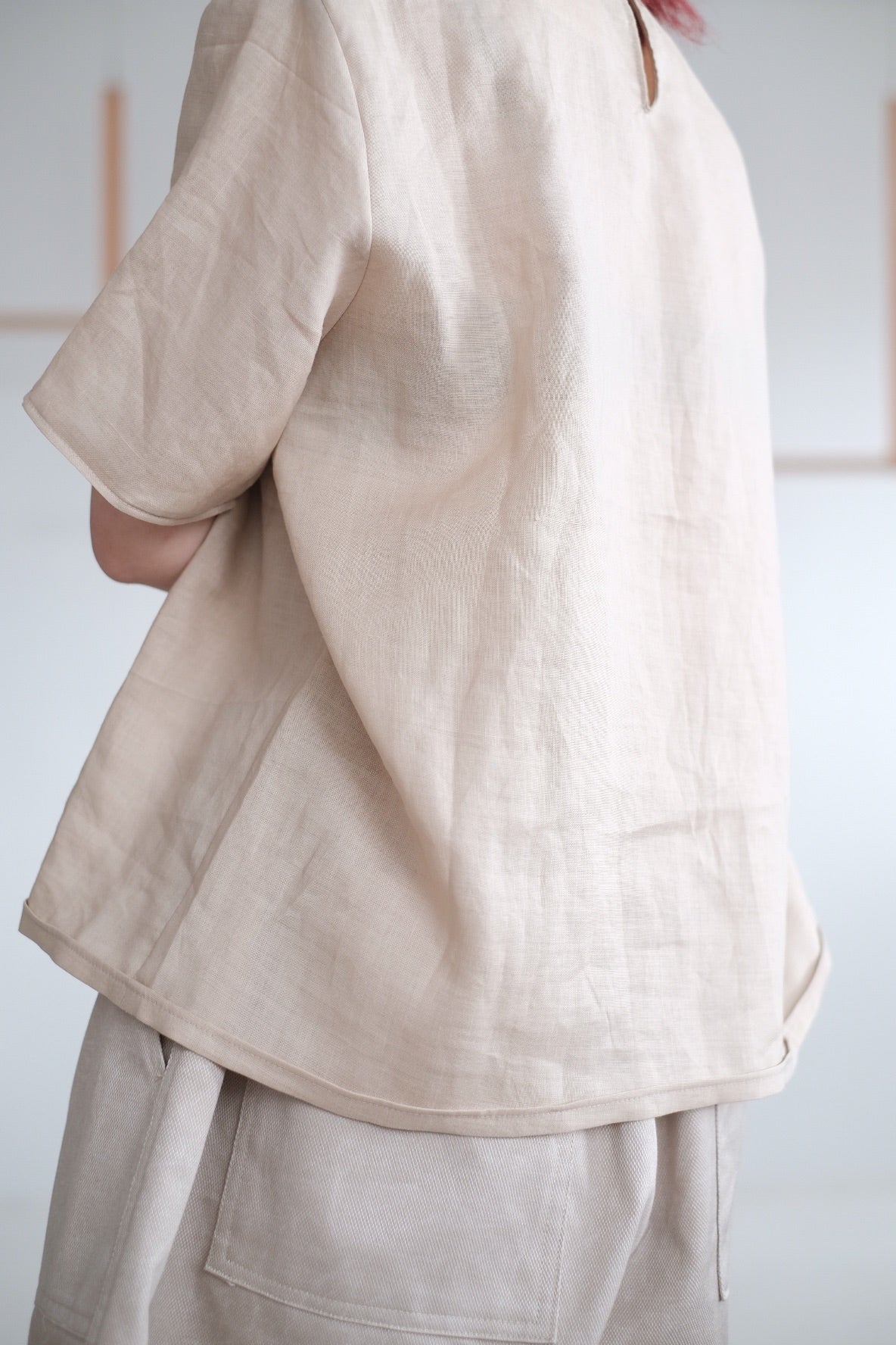 AMELIA LINEN BLOUSE (NUDE)