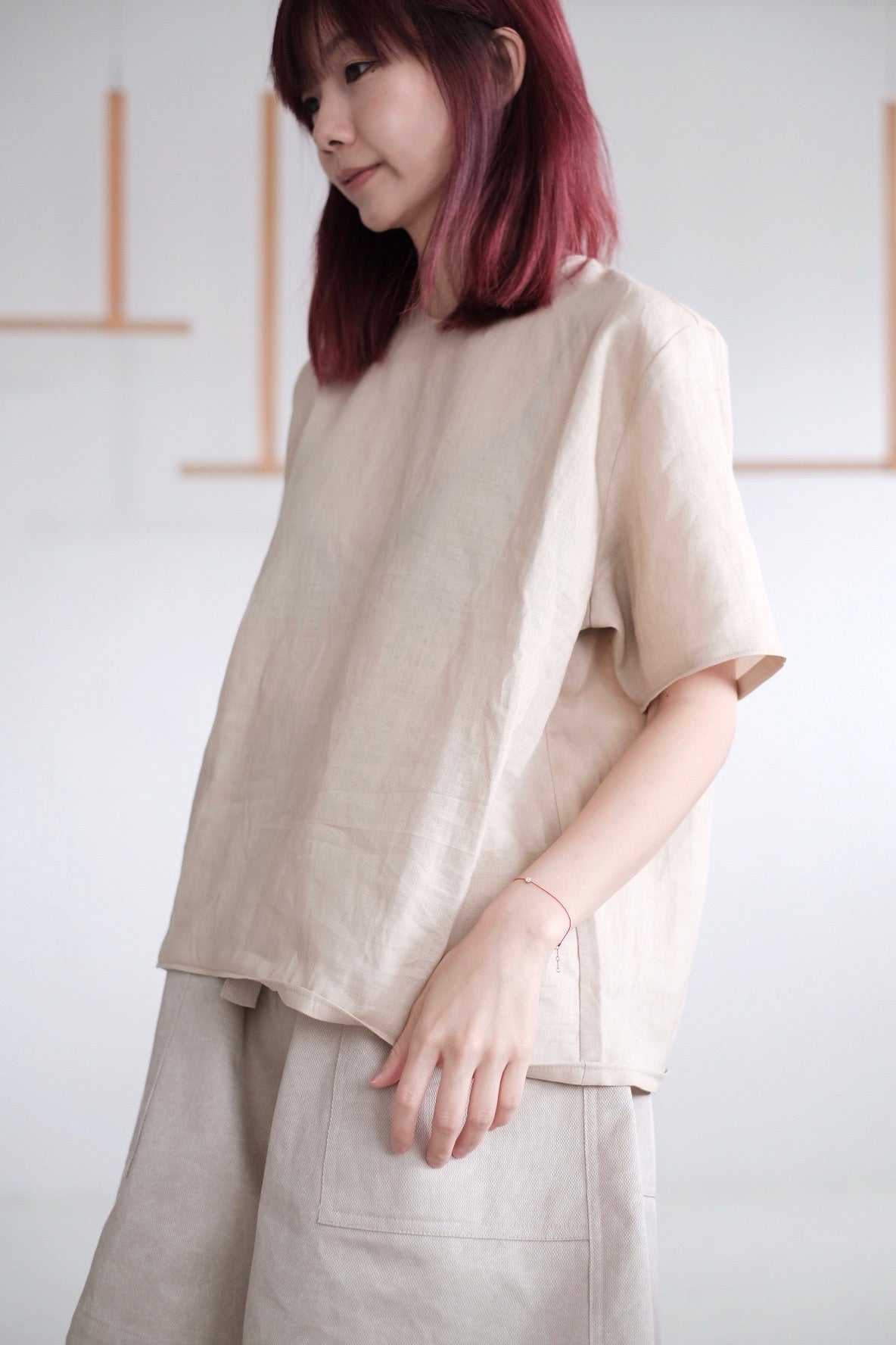 AMELIA LINEN BLOUSE (NUDE)