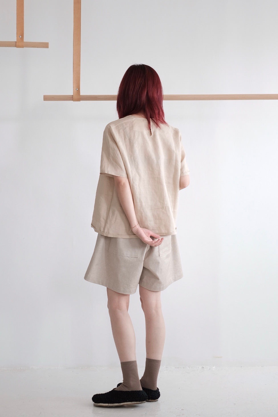 AMELIA LINEN BLOUSE (NUDE)